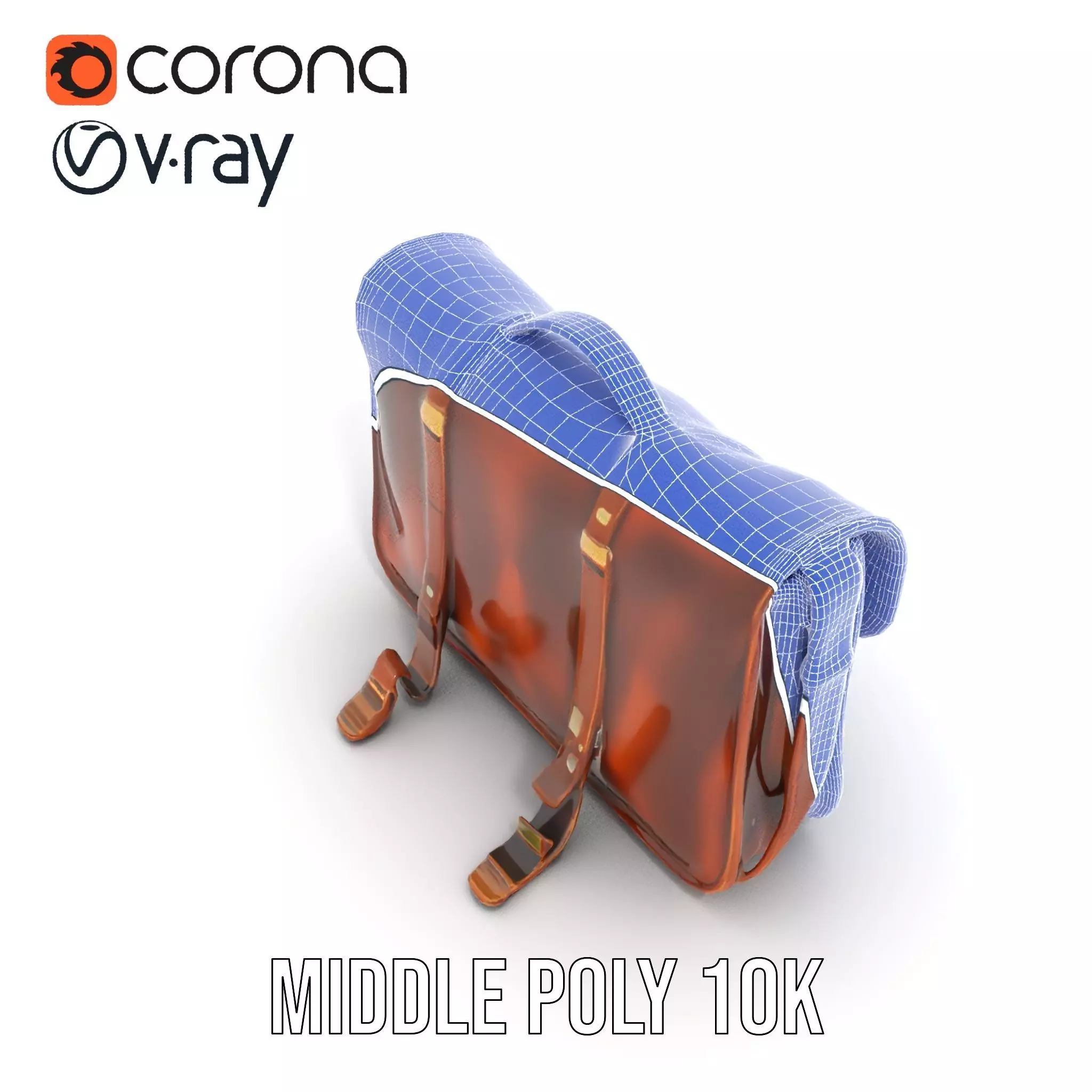 Vintage Leather Satchel model pack Low-poly 3D model_24