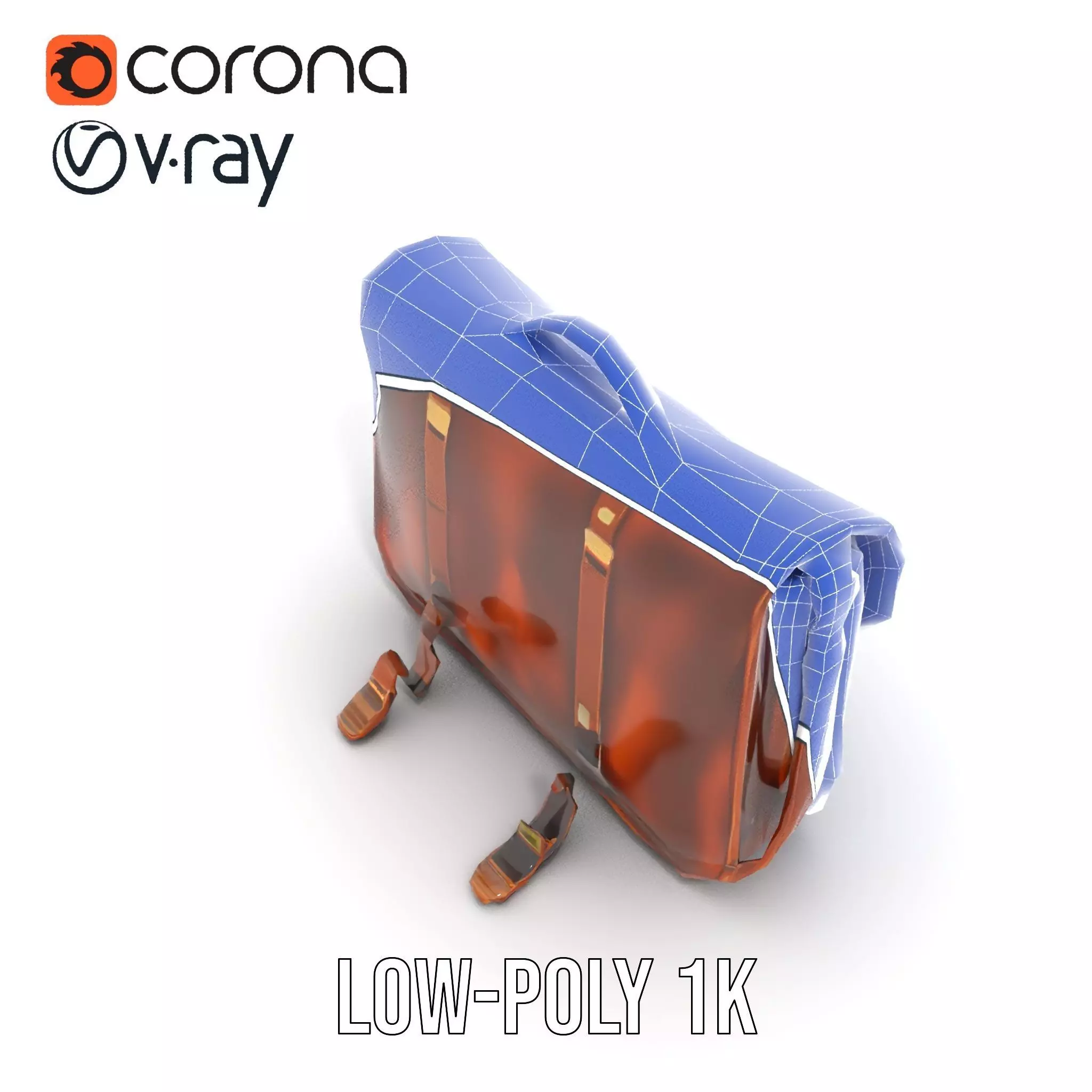Vintage Leather Satchel model pack Low-poly 3D model_28