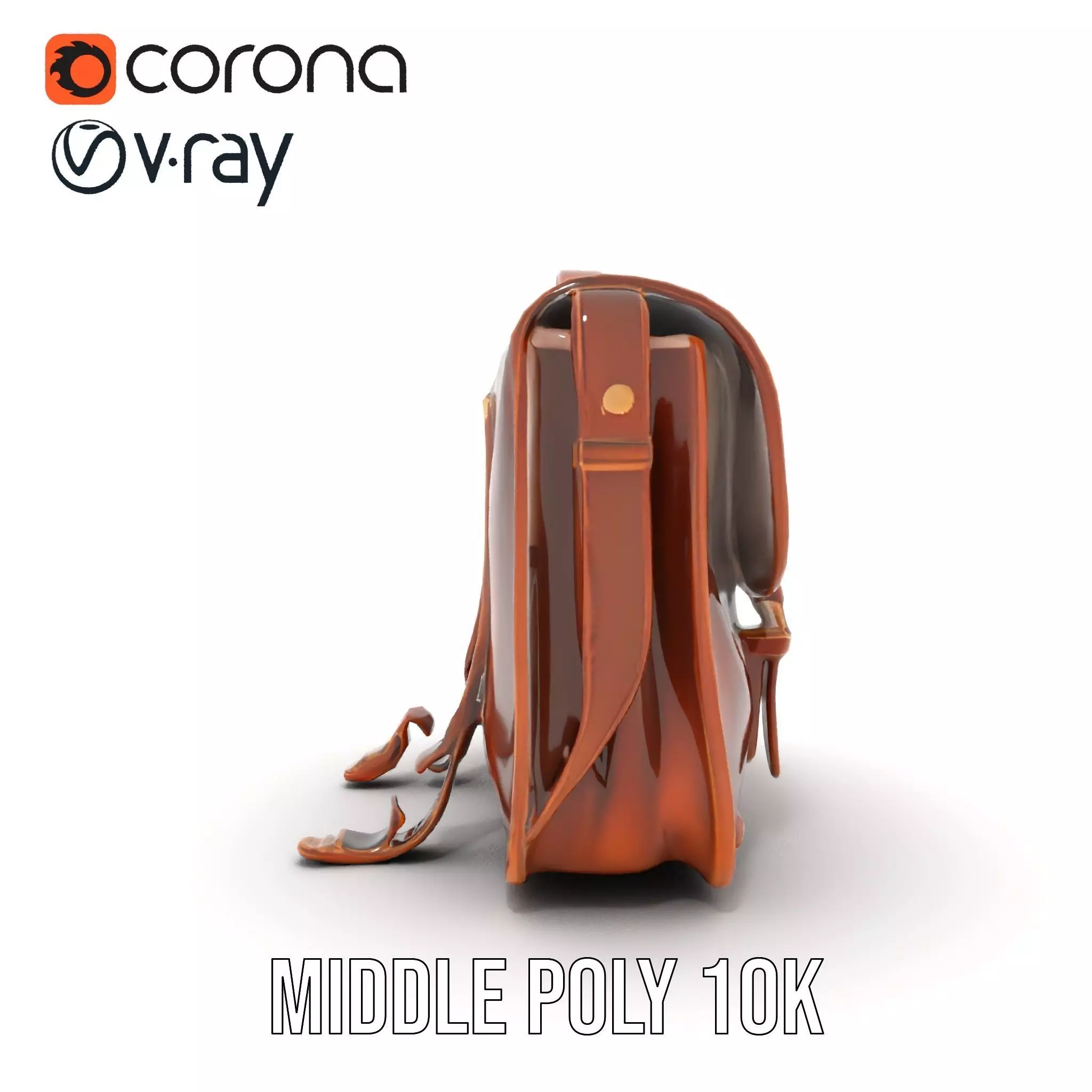 Vintage Leather Satchel model pack Low-poly 3D model_15