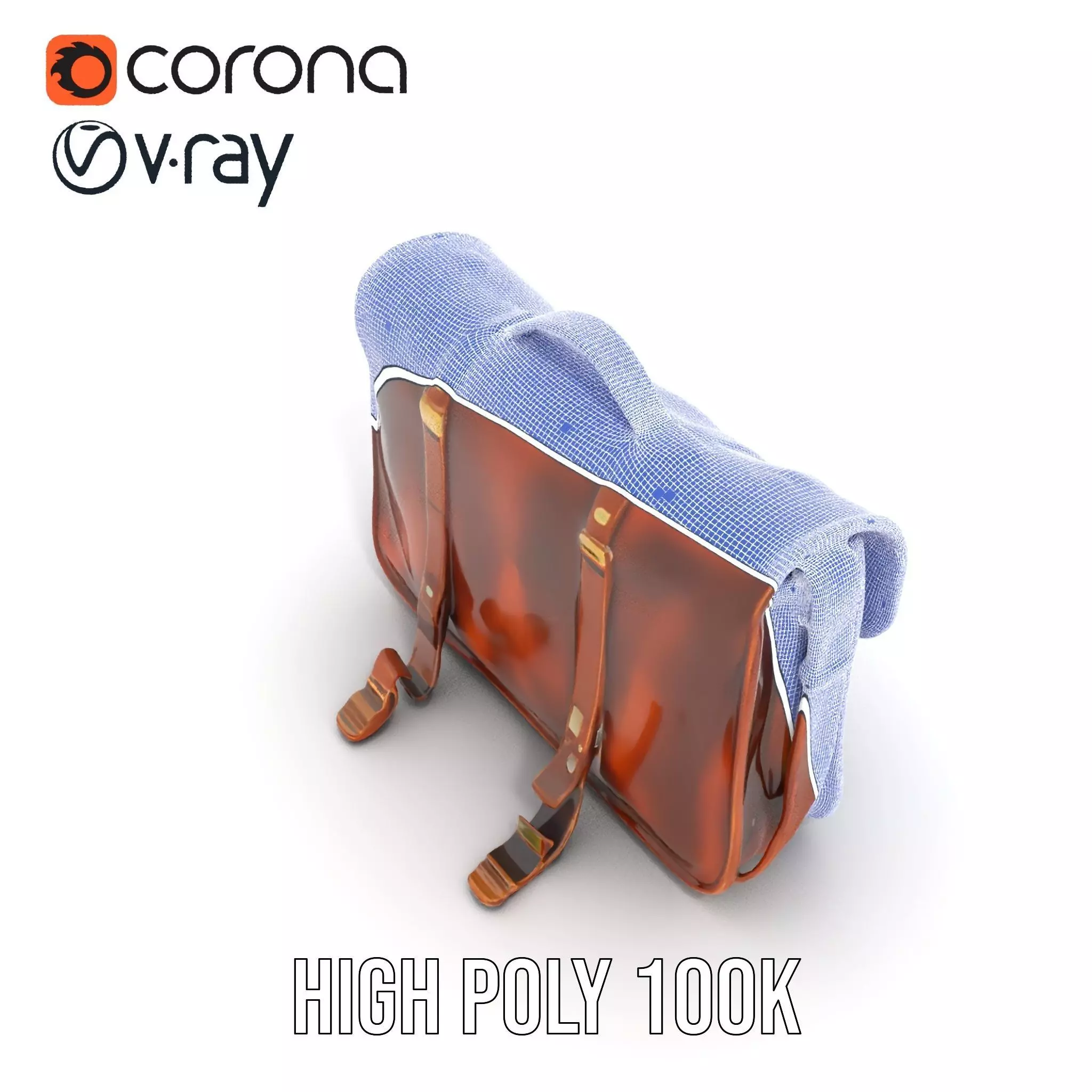 Vintage Leather Satchel model pack Low-poly 3D model_31