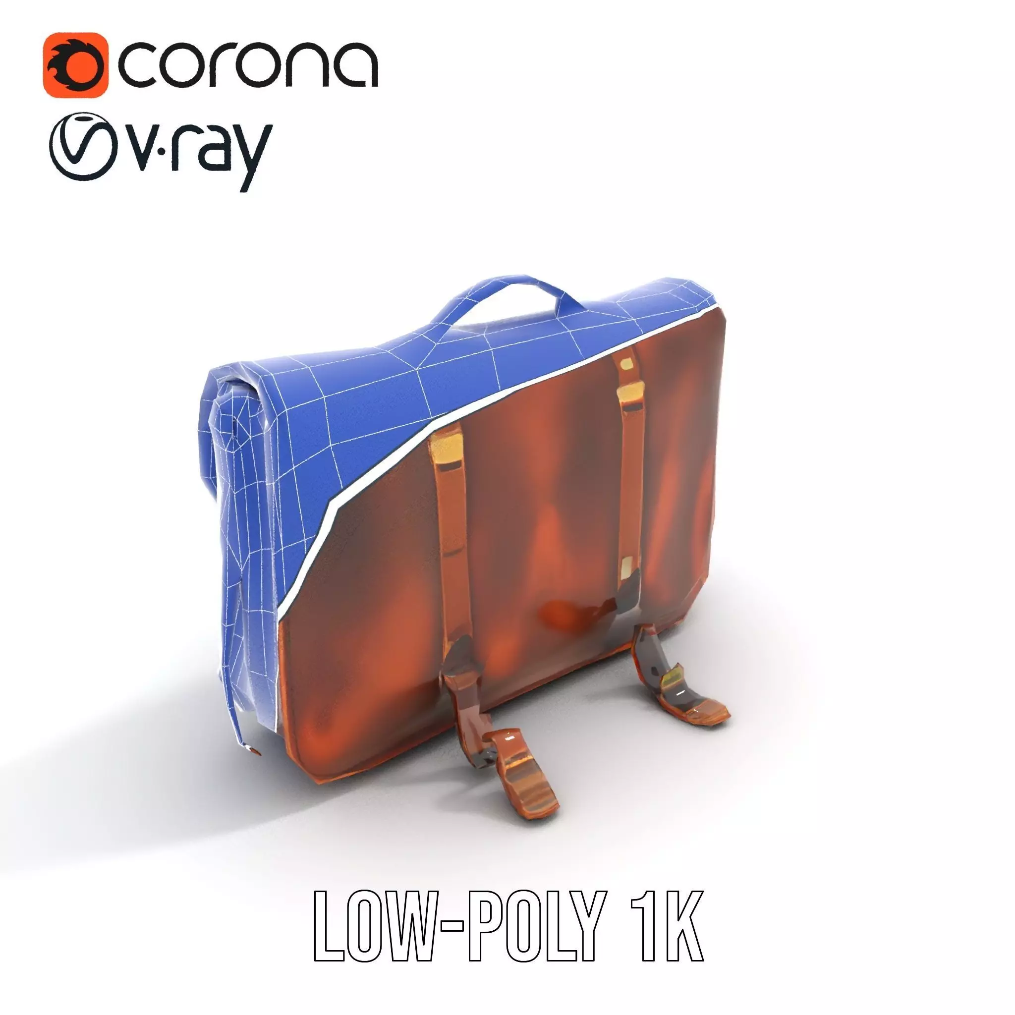 Vintage Leather Satchel model pack Low-poly 3D model_12