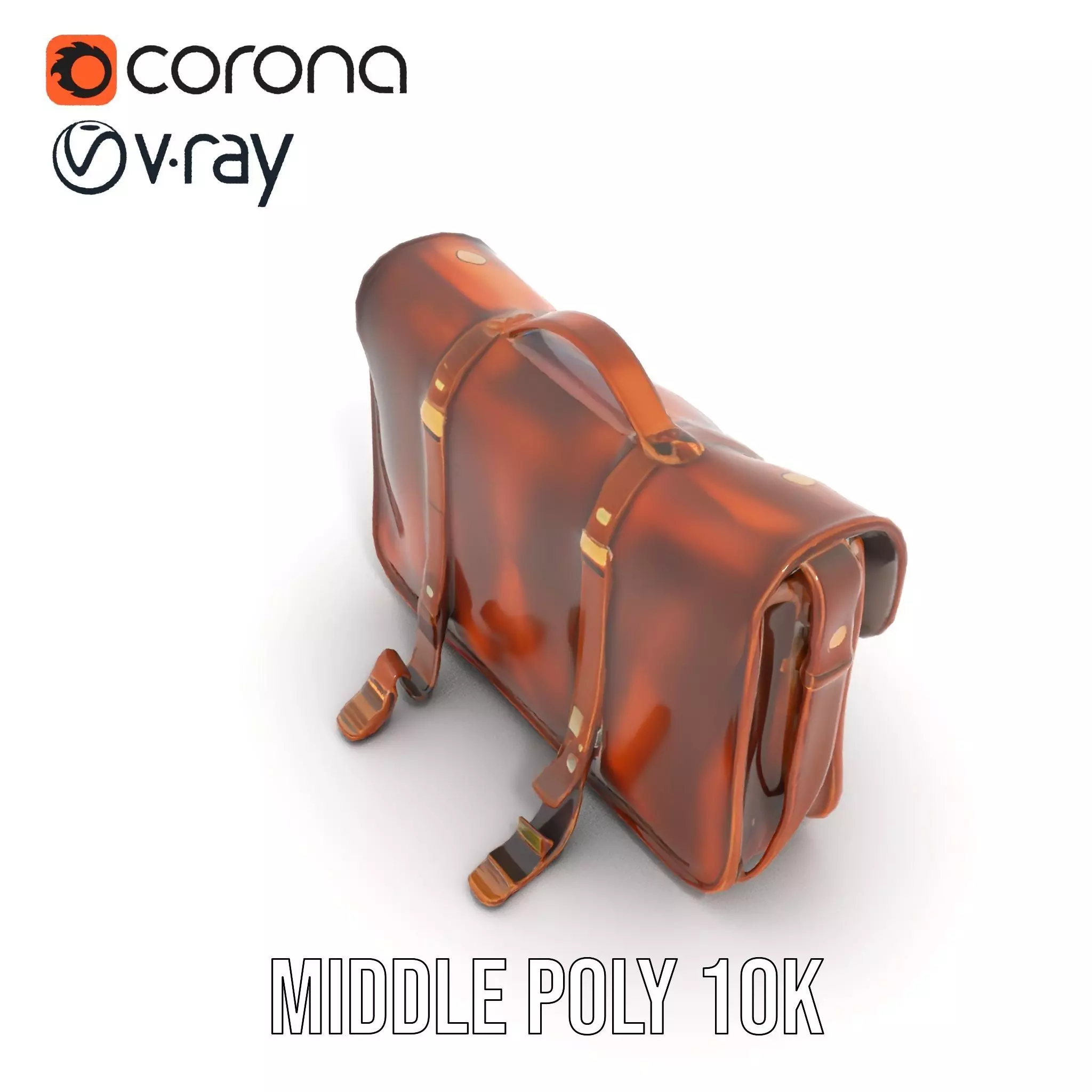 Vintage Leather Satchel model pack Low-poly 3D model_5