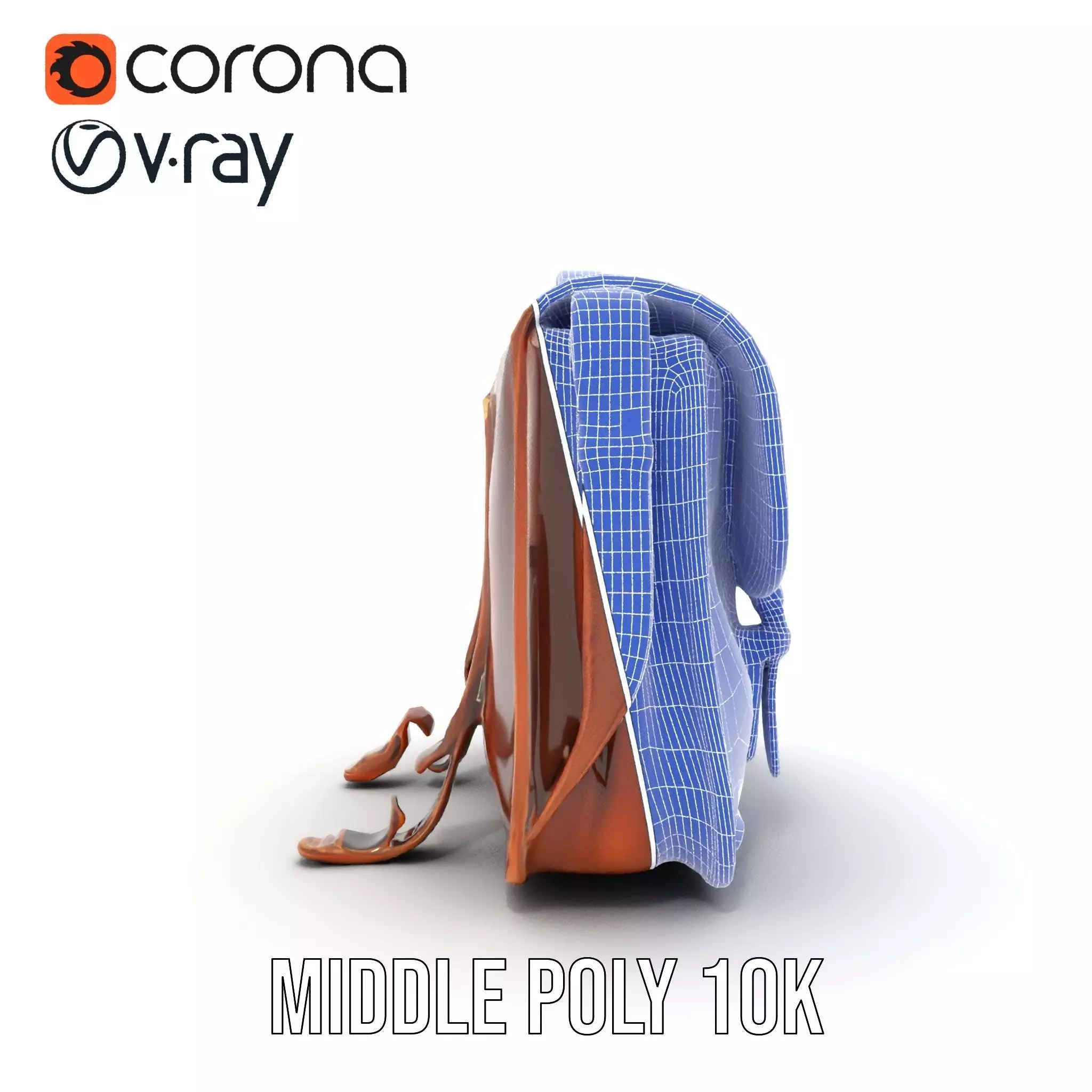 Vintage Leather Satchel model pack Low-poly 3D model_29