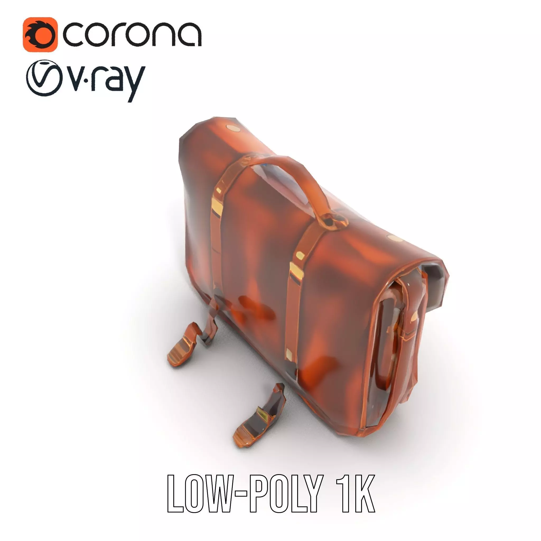 Vintage Leather Satchel model pack Low-poly 3D model_19