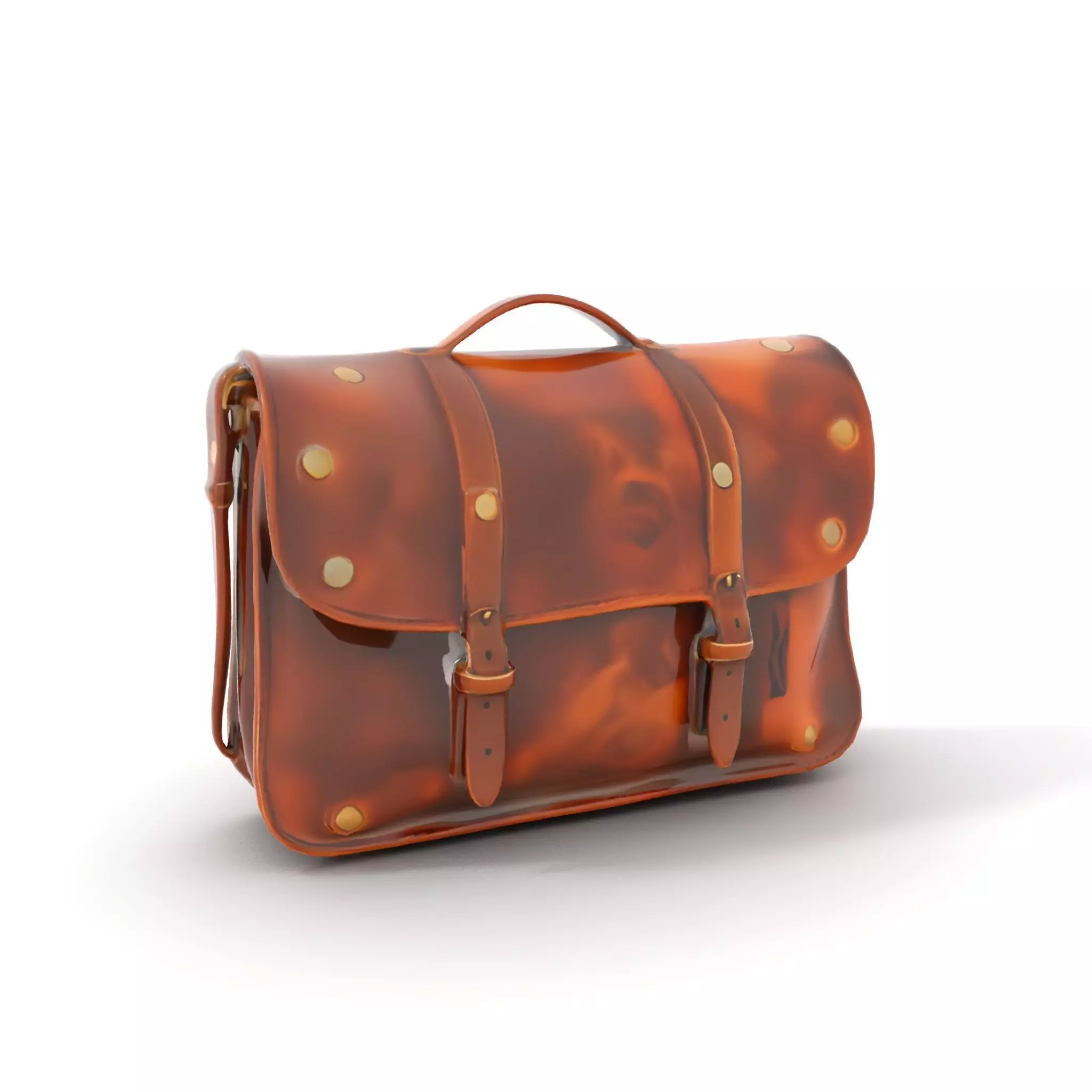 Vintage Leather Satchel model pack Low-poly 3D model_6