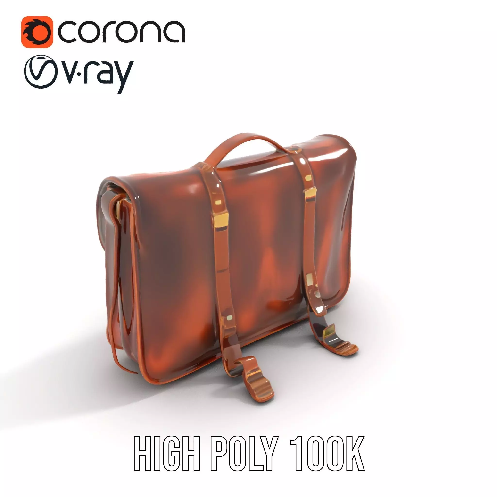 Vintage Leather Satchel model pack Low-poly 3D model_17
