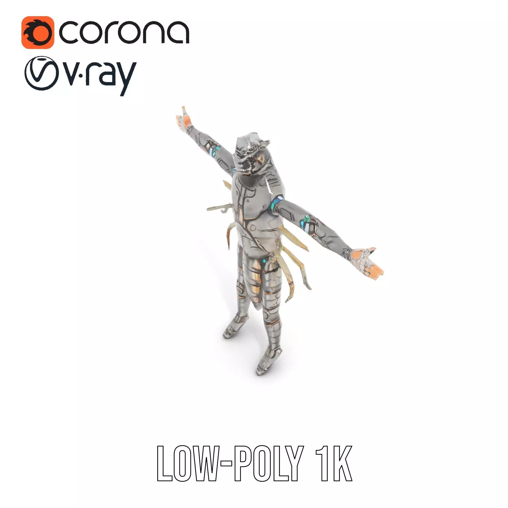 Steampunk Beetle Warrior model pack Low-poly 3D model_9