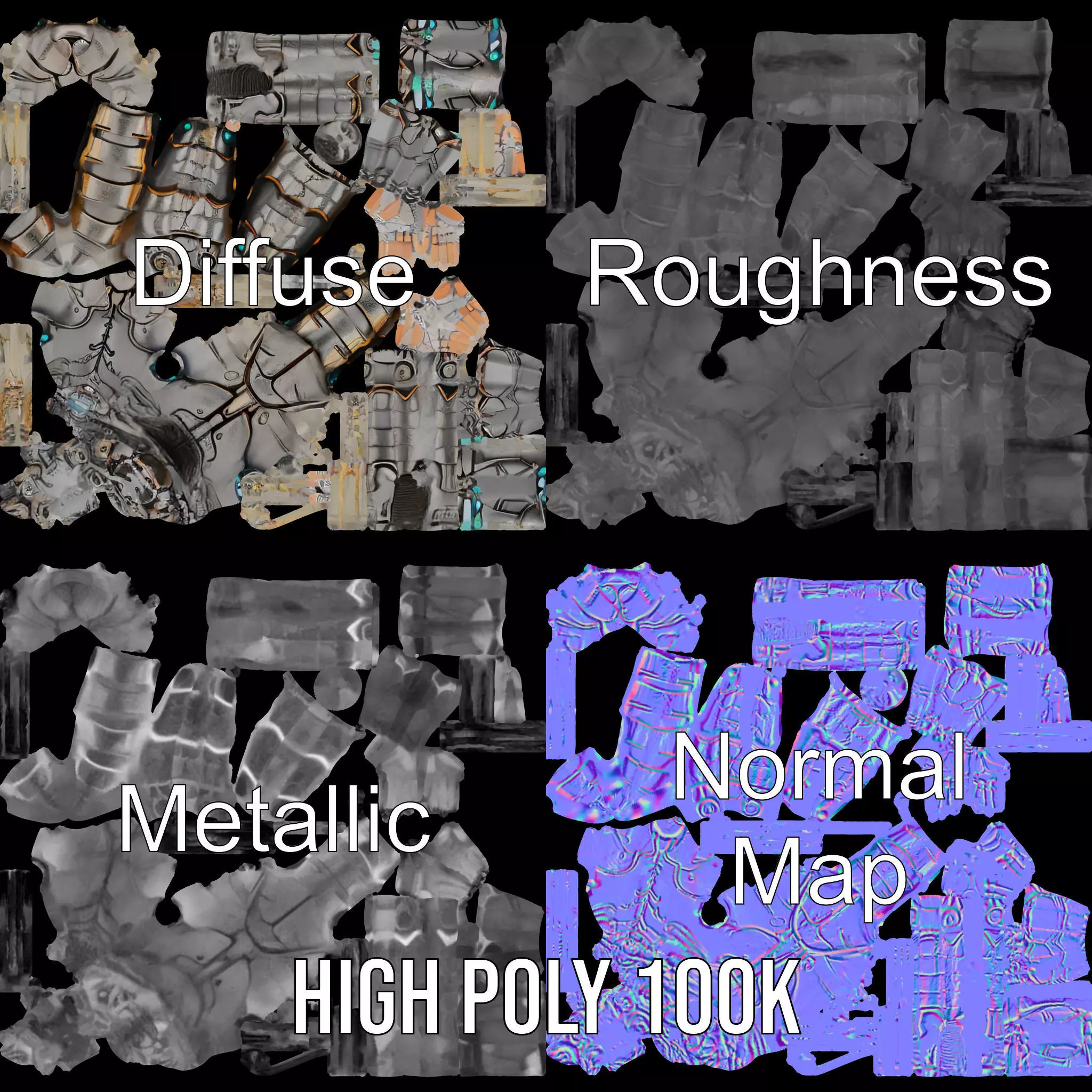 Steampunk Beetle Warrior model pack Low-poly 3D model_3