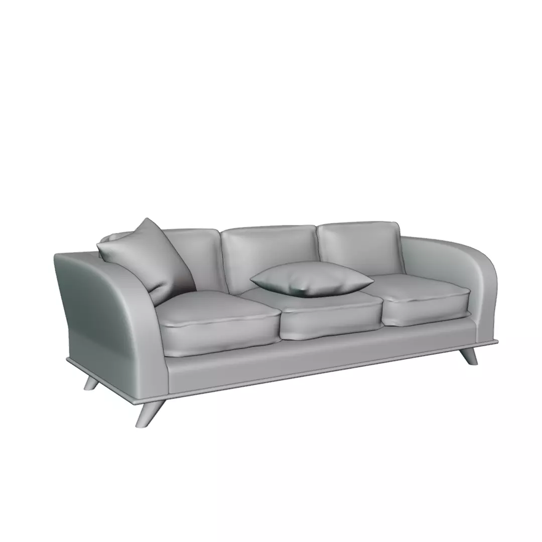 Modern Fabric Sofa with Cushions 3D Model Free 3D model_3