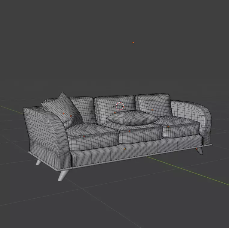 Modern Fabric Sofa with Cushions 3D Model Free 3D model_2