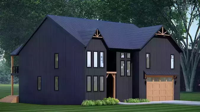 American Farmhouse 3D Model Rustic Country House