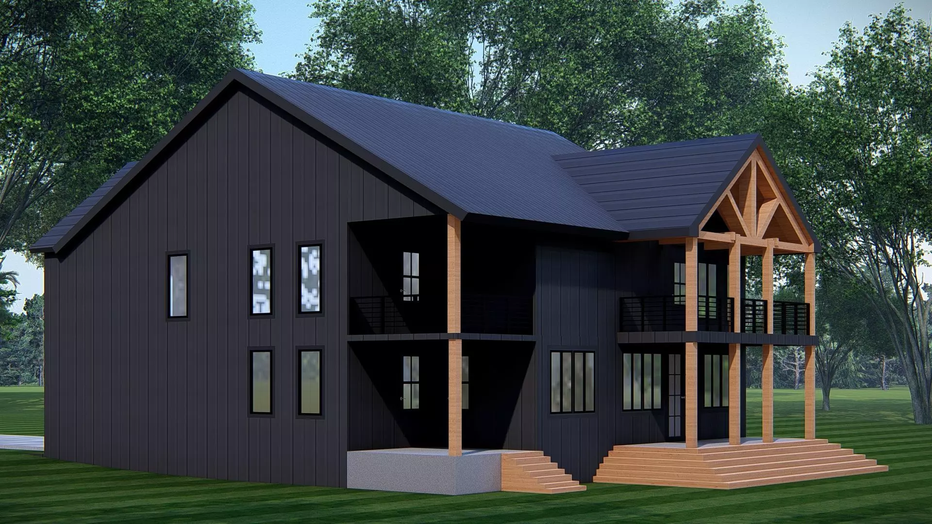 American Farmhouse 3D Model Rustic Country House 3D model_2