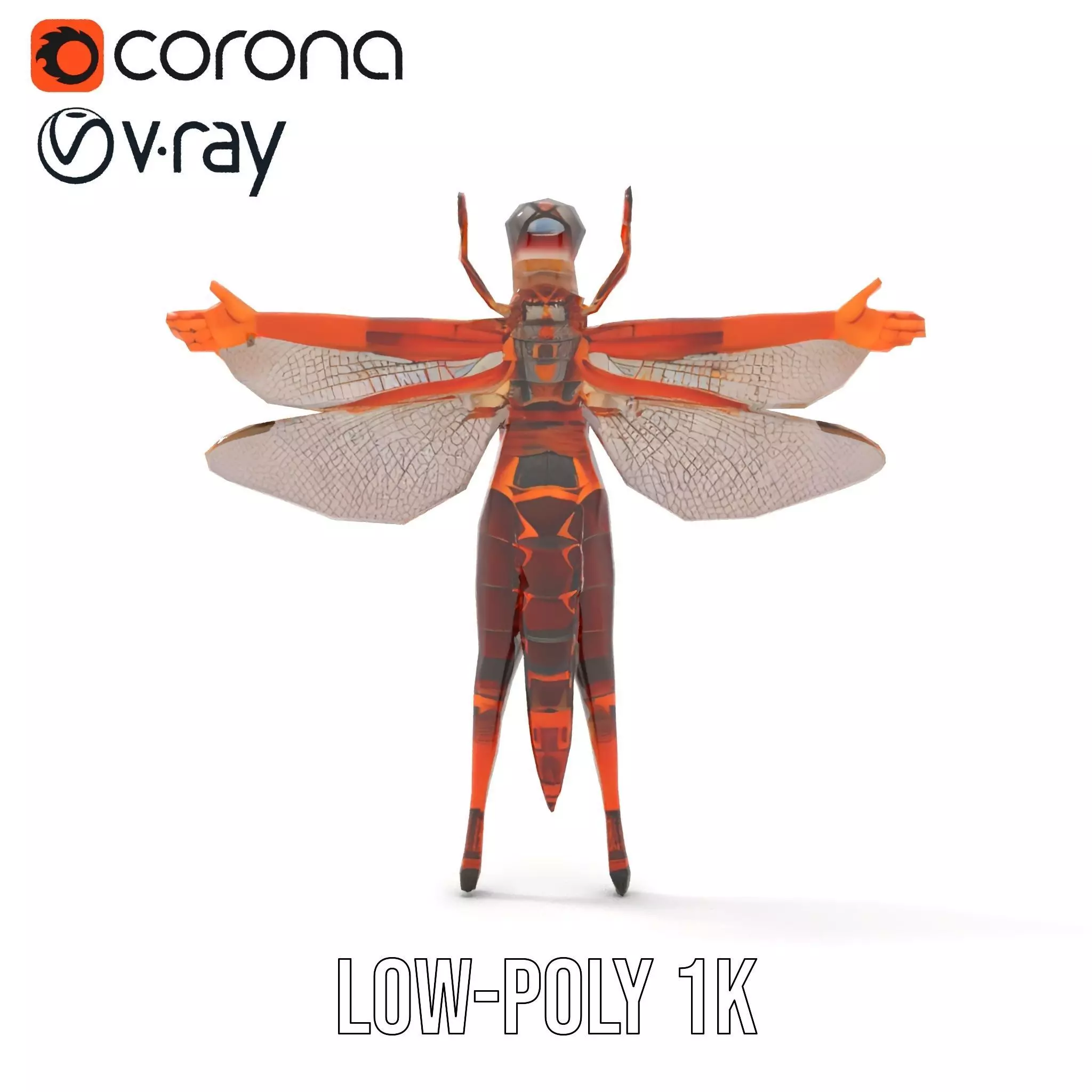 Dragonfly Hybrid Unique model pack Low-poly 3D model_9