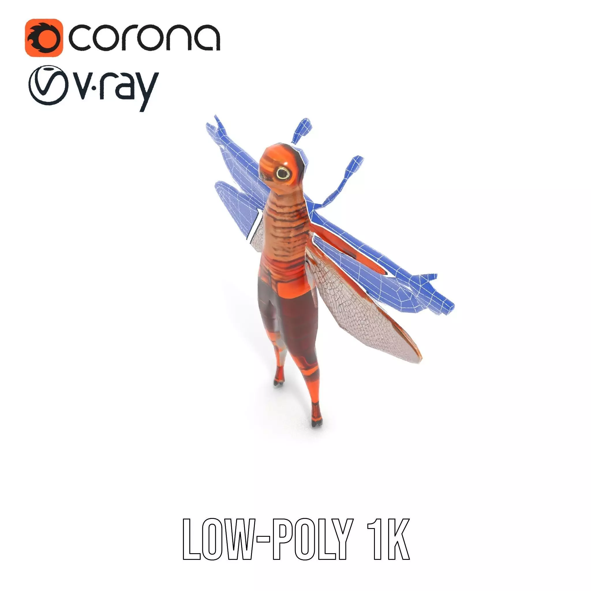 Dragonfly Hybrid Unique model pack Low-poly 3D model_14