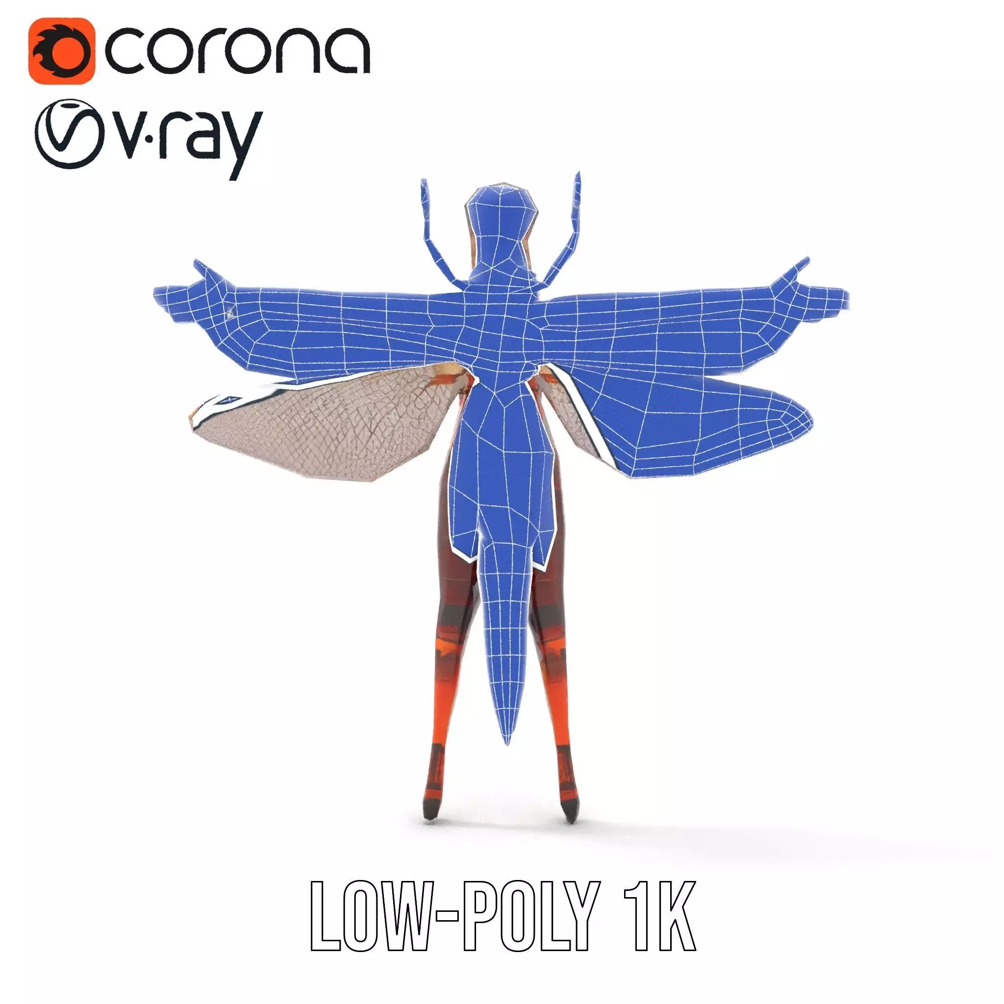 Dragonfly Hybrid Unique model pack Low-poly 3D model_16