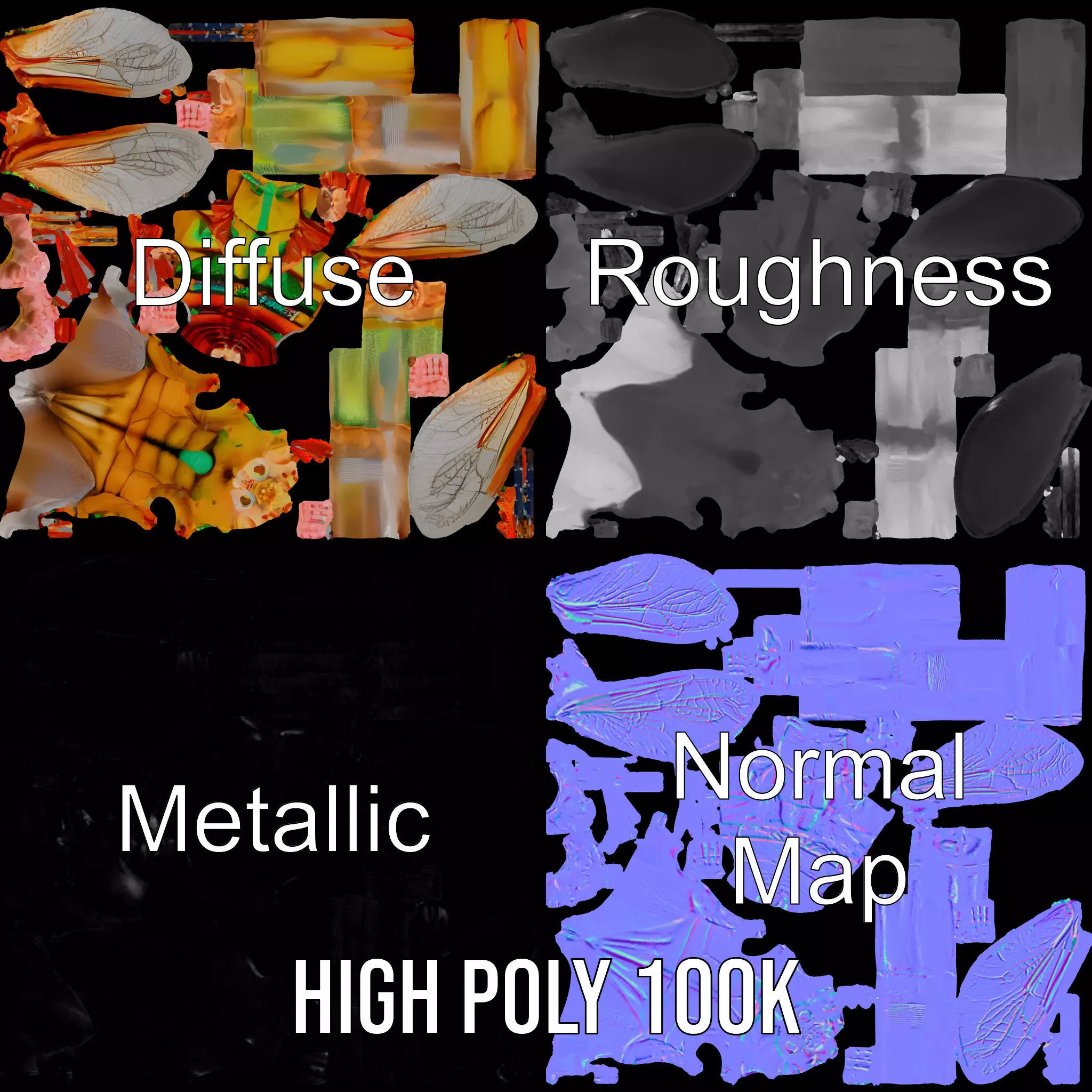 Vivid Insectoid Hybrid model pack Low-poly 3D model_3