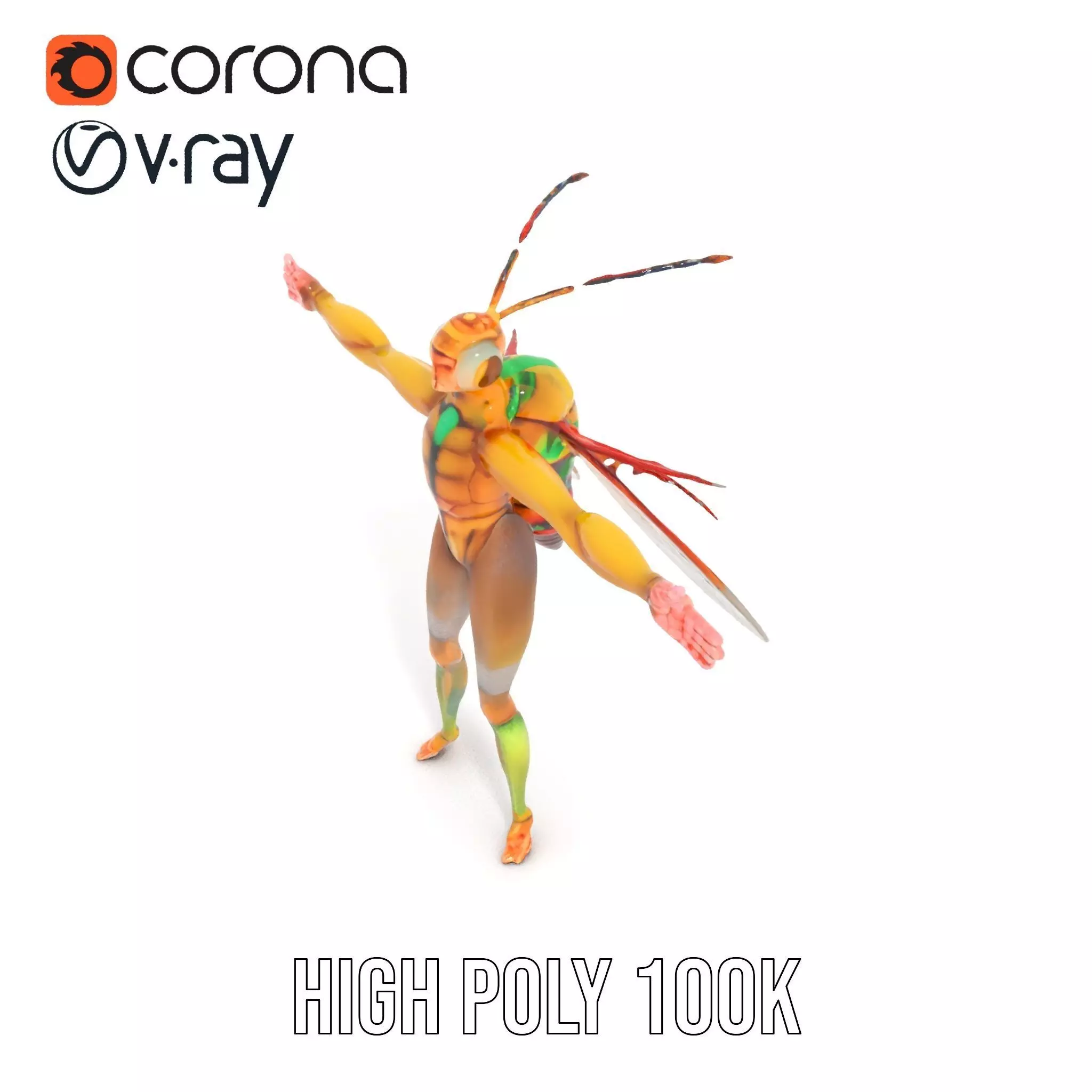 Vivid Insectoid Hybrid model pack Low-poly 3D model_25