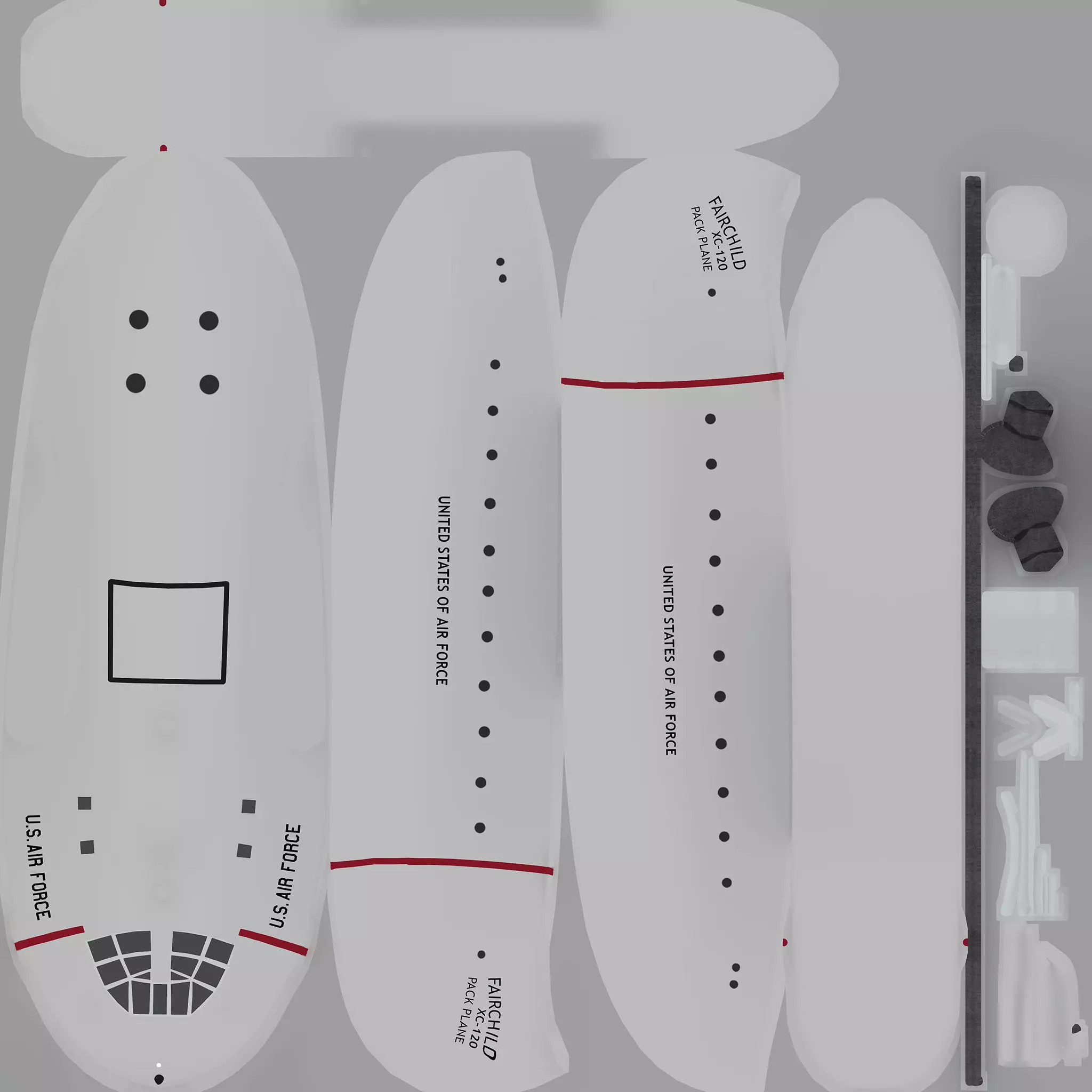 FAIRCHILD XC-120 PACKPLANE - The Unwanted BLOB Low-poly 3D model_43