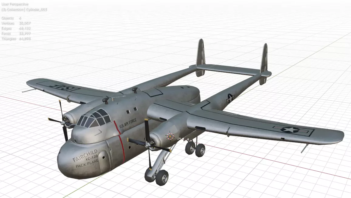 FAIRCHILD XC-120 PACKPLANE - The Unwanted BLOB Low-poly 3D model_0