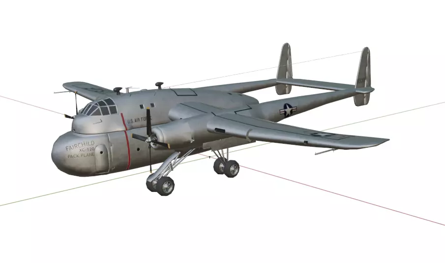 FAIRCHILD XC-120 PACKPLANE - The Unwanted BLOB Low-poly 3D model_34
