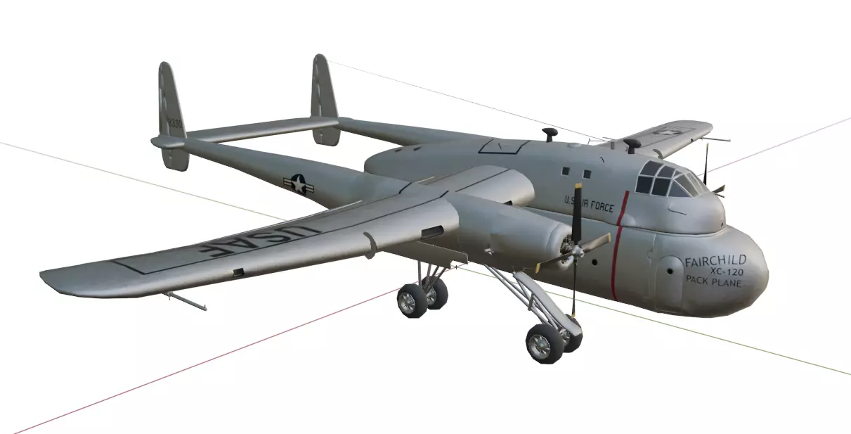 FAIRCHILD XC-120 PACKPLANE - The Unwanted BLOB Low-poly 3D model_10