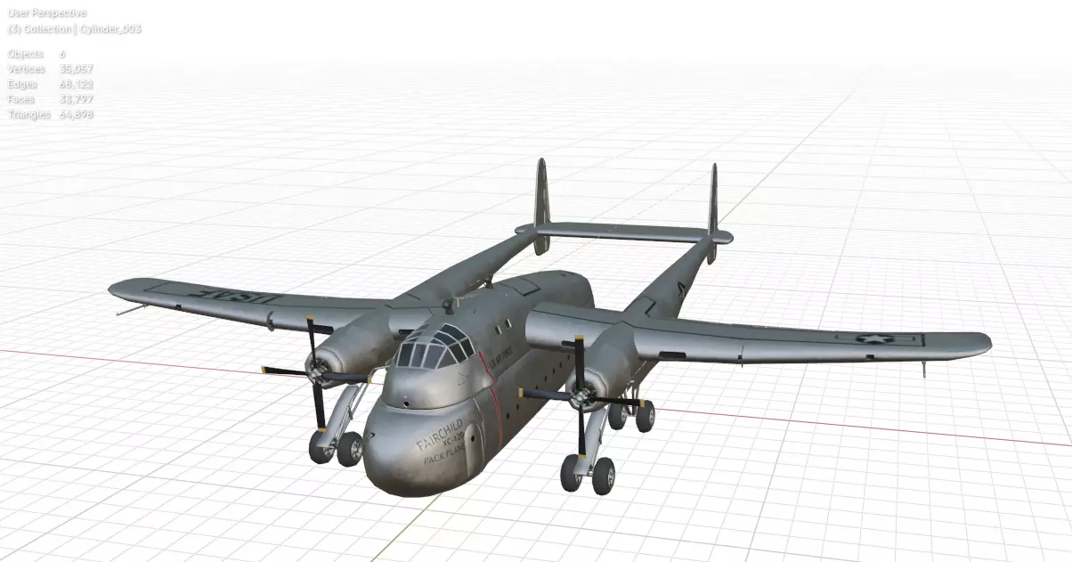 FAIRCHILD XC-120 PACKPLANE - The Unwanted BLOB Low-poly 3D model_12