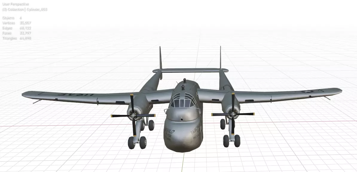 FAIRCHILD XC-120 PACKPLANE - The Unwanted BLOB Low-poly 3D model_32