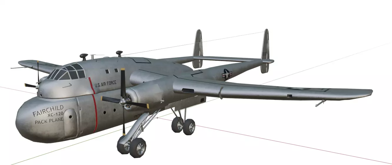 FAIRCHILD XC-120 PACKPLANE - The Unwanted BLOB Low-poly 3D model_9