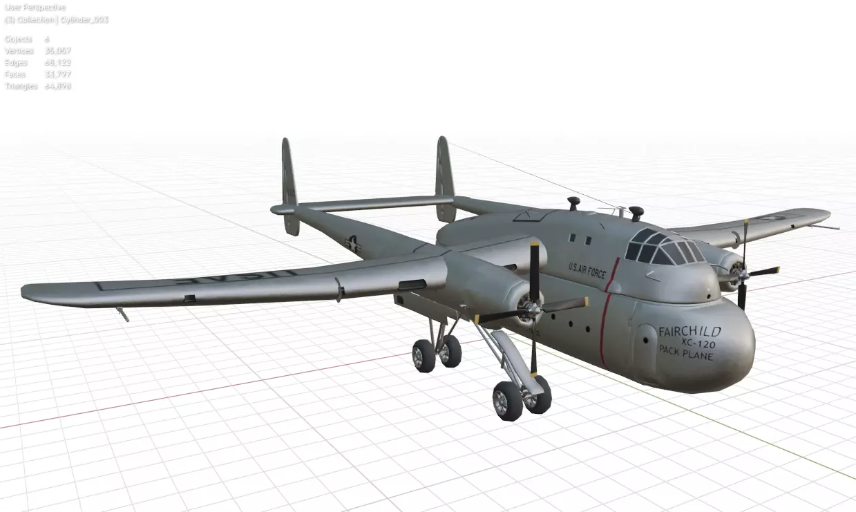 FAIRCHILD XC-120 PACKPLANE - The Unwanted BLOB Low-poly 3D model_24