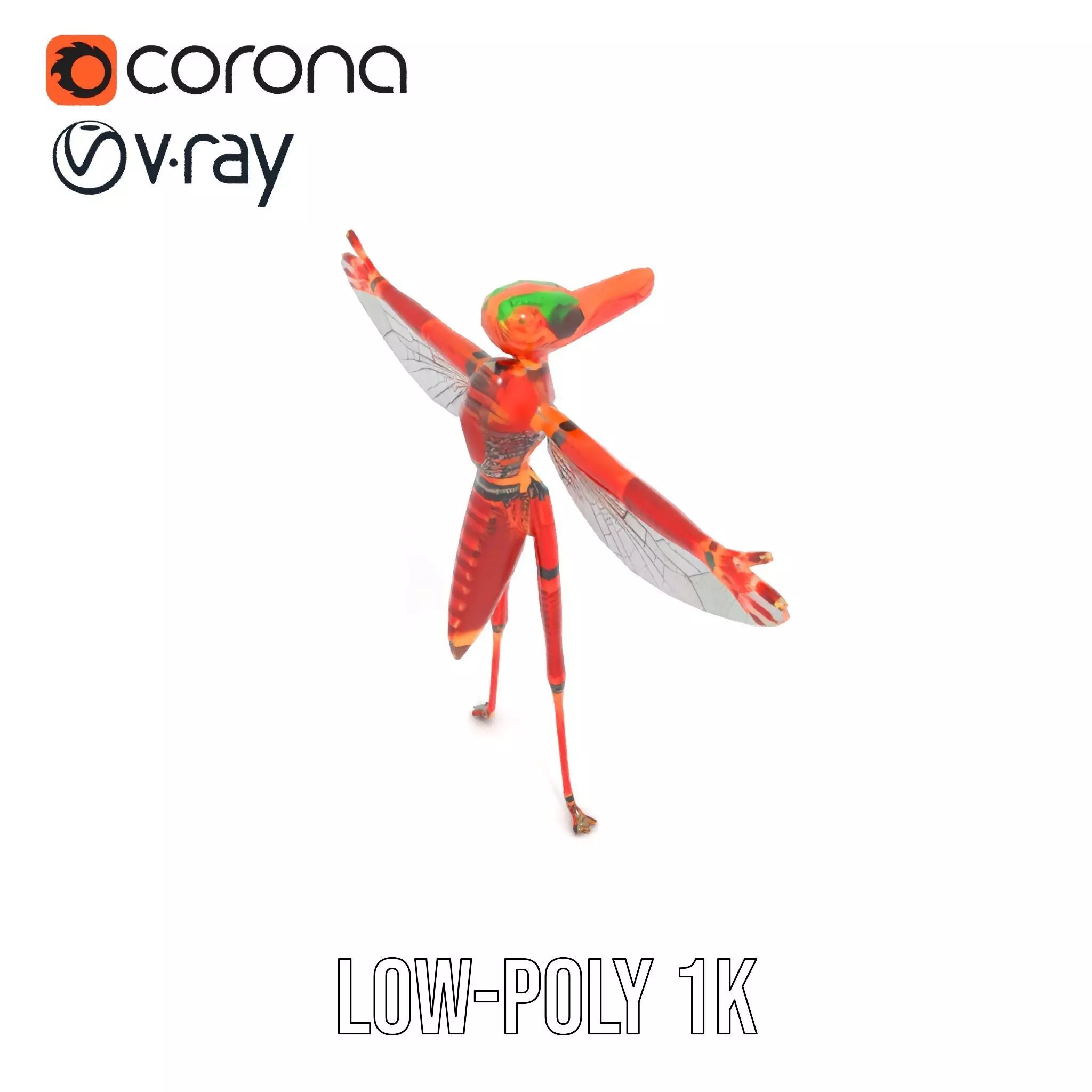 Crimson Insect Drone model pack Low-poly 3D model_9