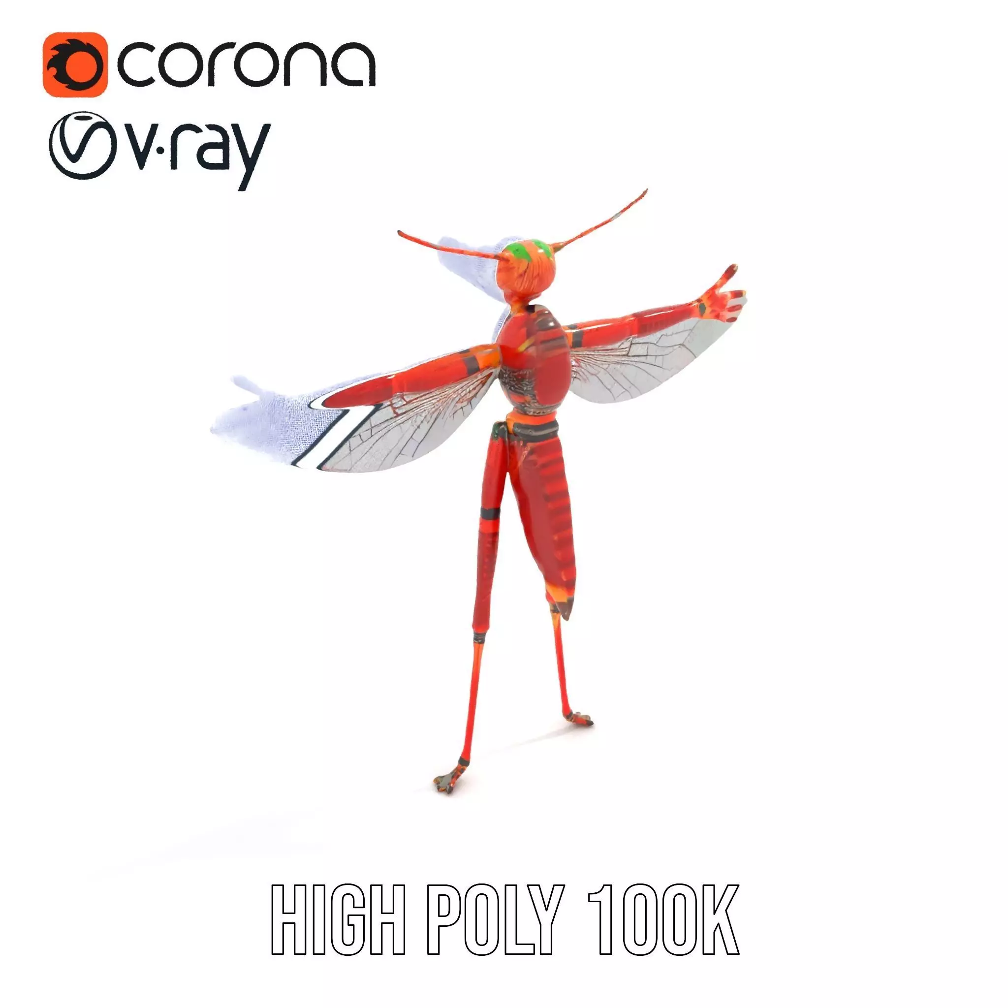 Crimson Insect Drone model pack Low-poly 3D model_32