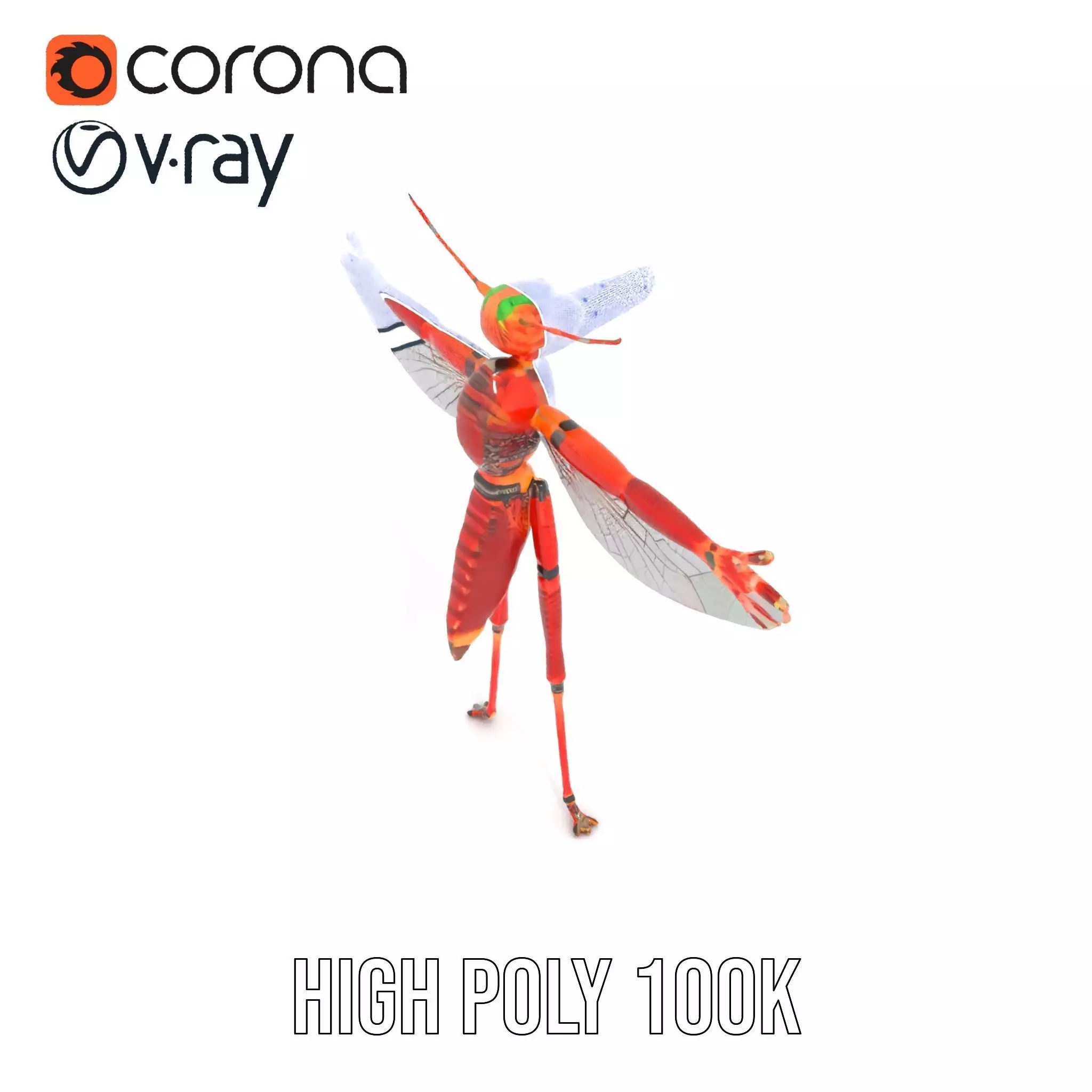 Crimson Insect Drone model pack Low-poly 3D model_26