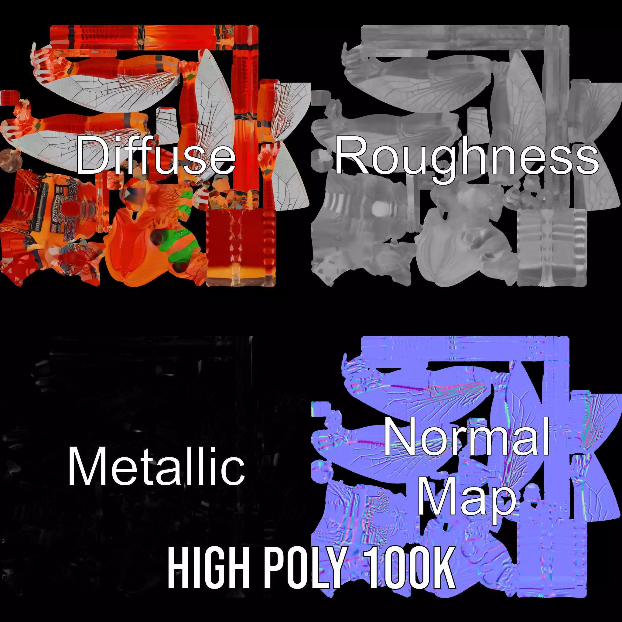 Crimson Insect Drone model pack Low-poly 3D model_3