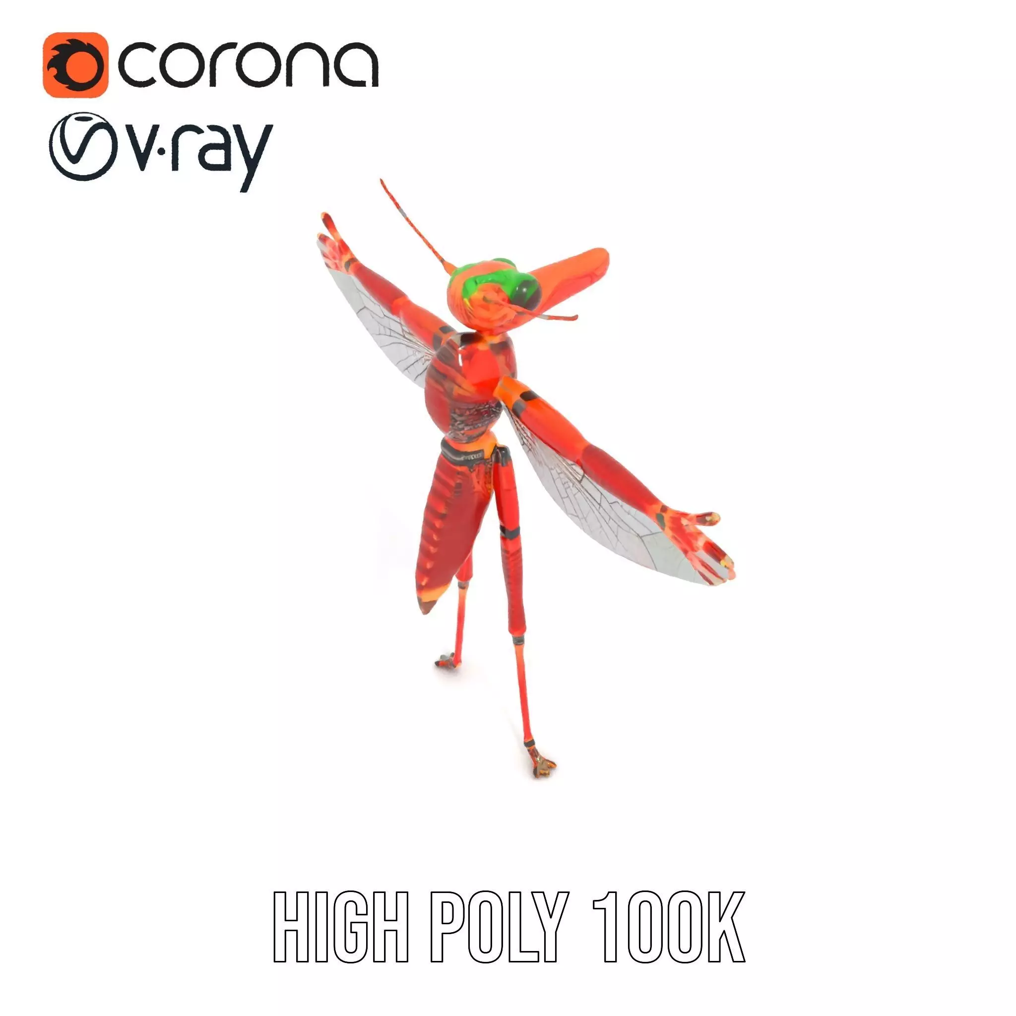 Crimson Insect Drone model pack Low-poly 3D model_21