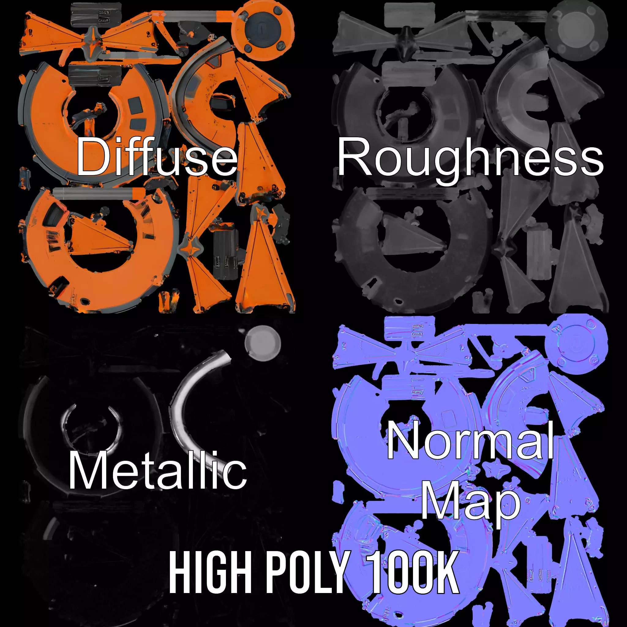 Orange Surveyor Drone model pack Low-poly 3D model_3