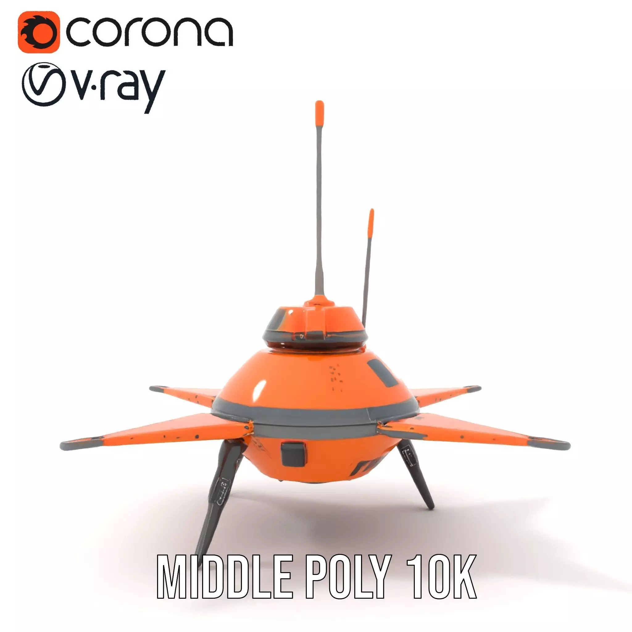 Orange Surveyor Drone model pack Low-poly 3D model_27