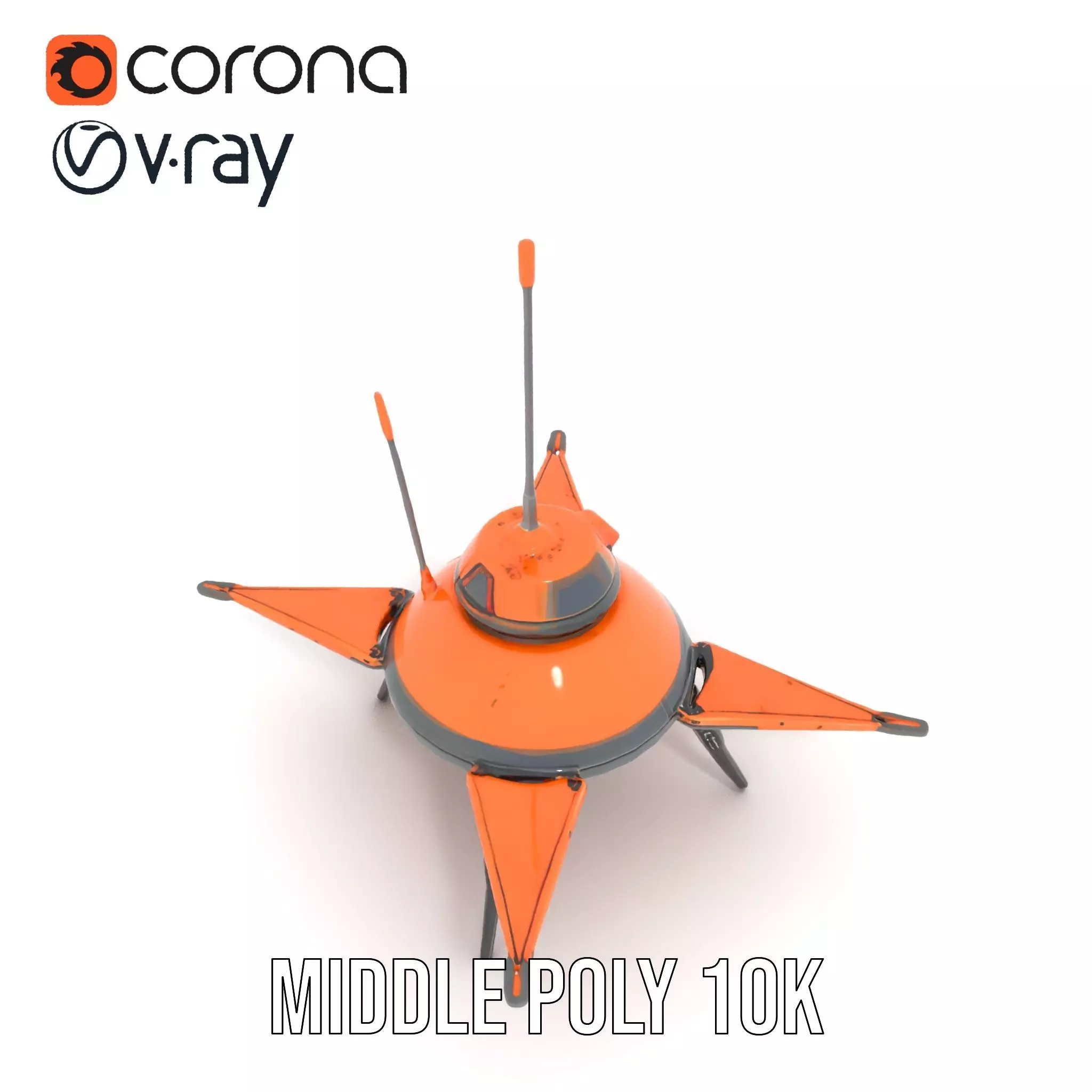 Orange Surveyor Drone model pack Low-poly 3D model_24
