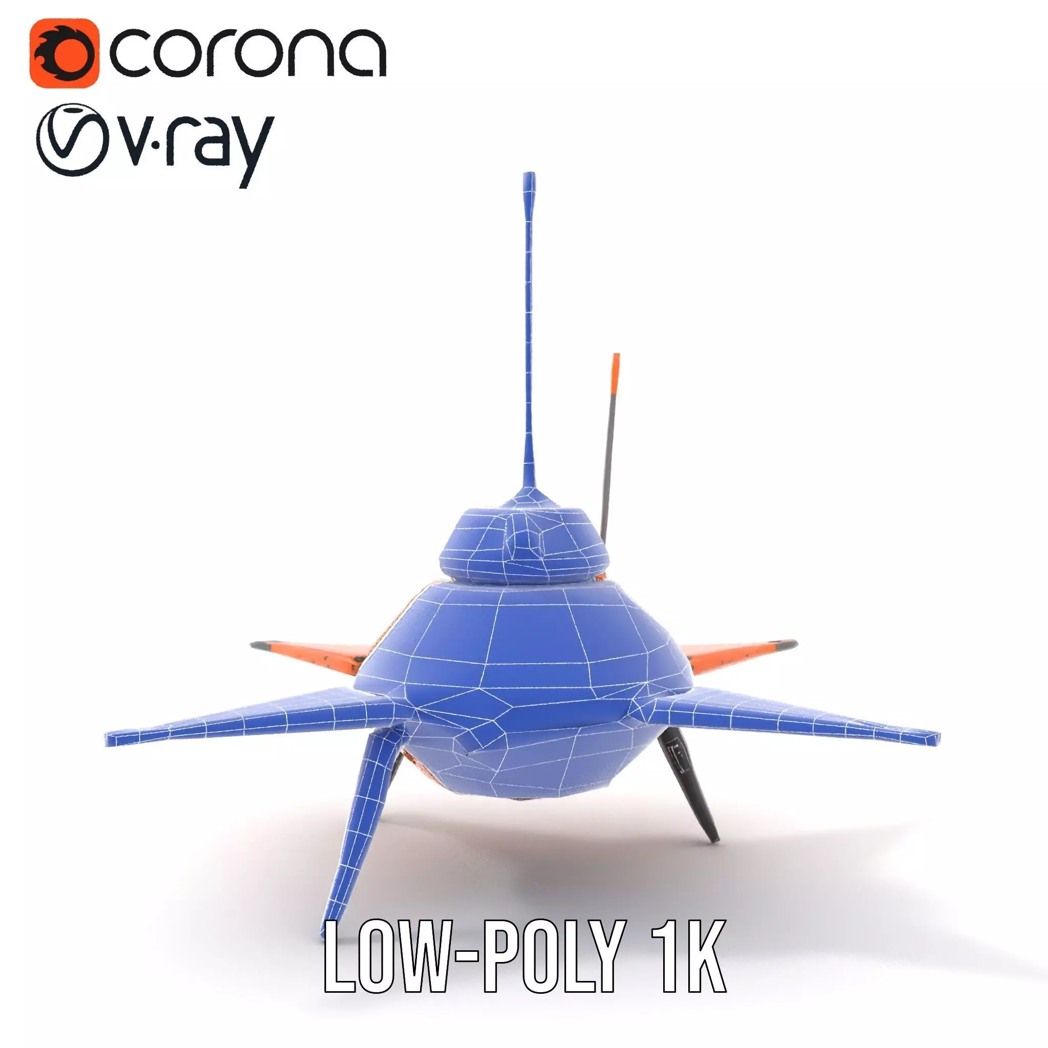 Orange Surveyor Drone model pack Low-poly 3D model_25