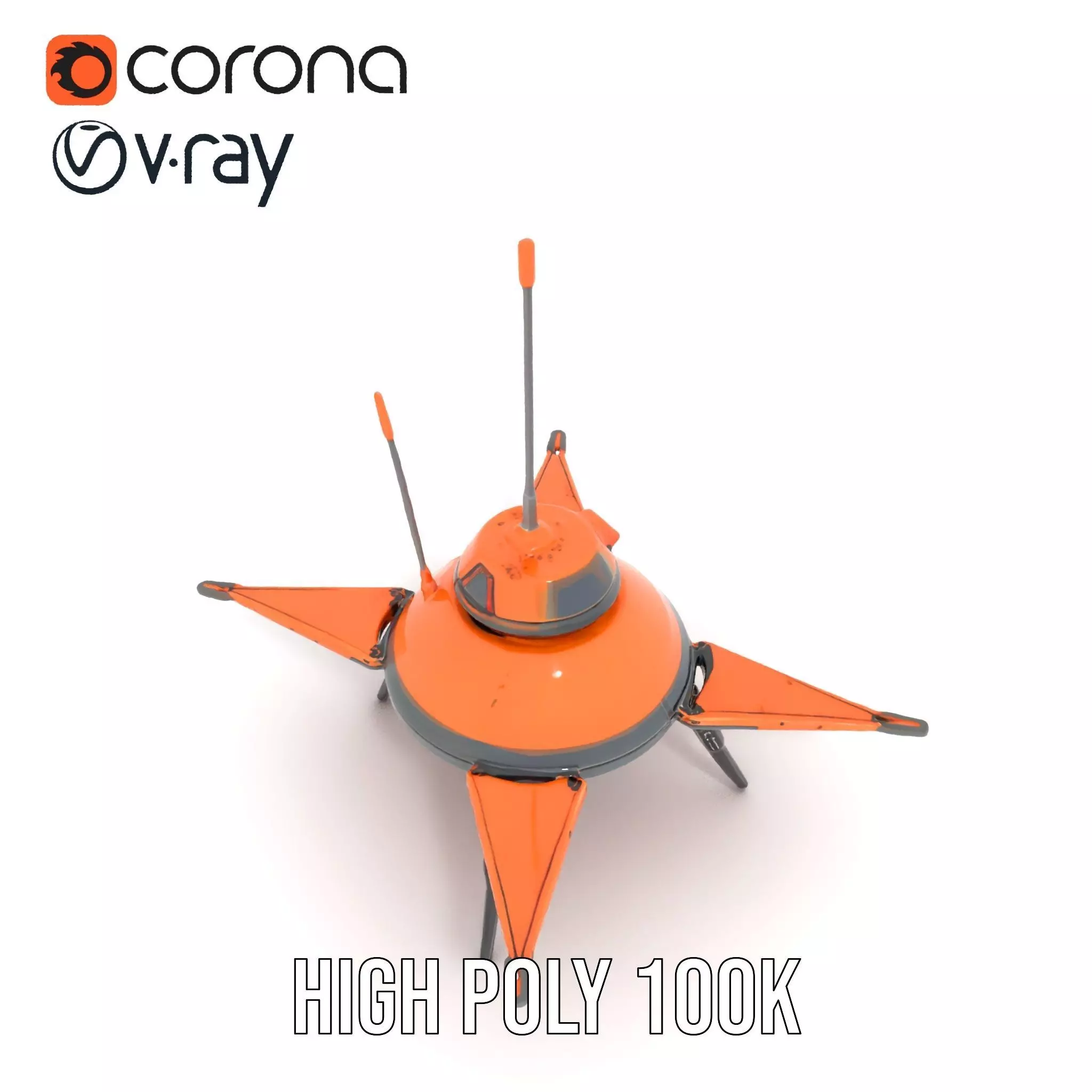 Orange Surveyor Drone model pack Low-poly 3D model_13