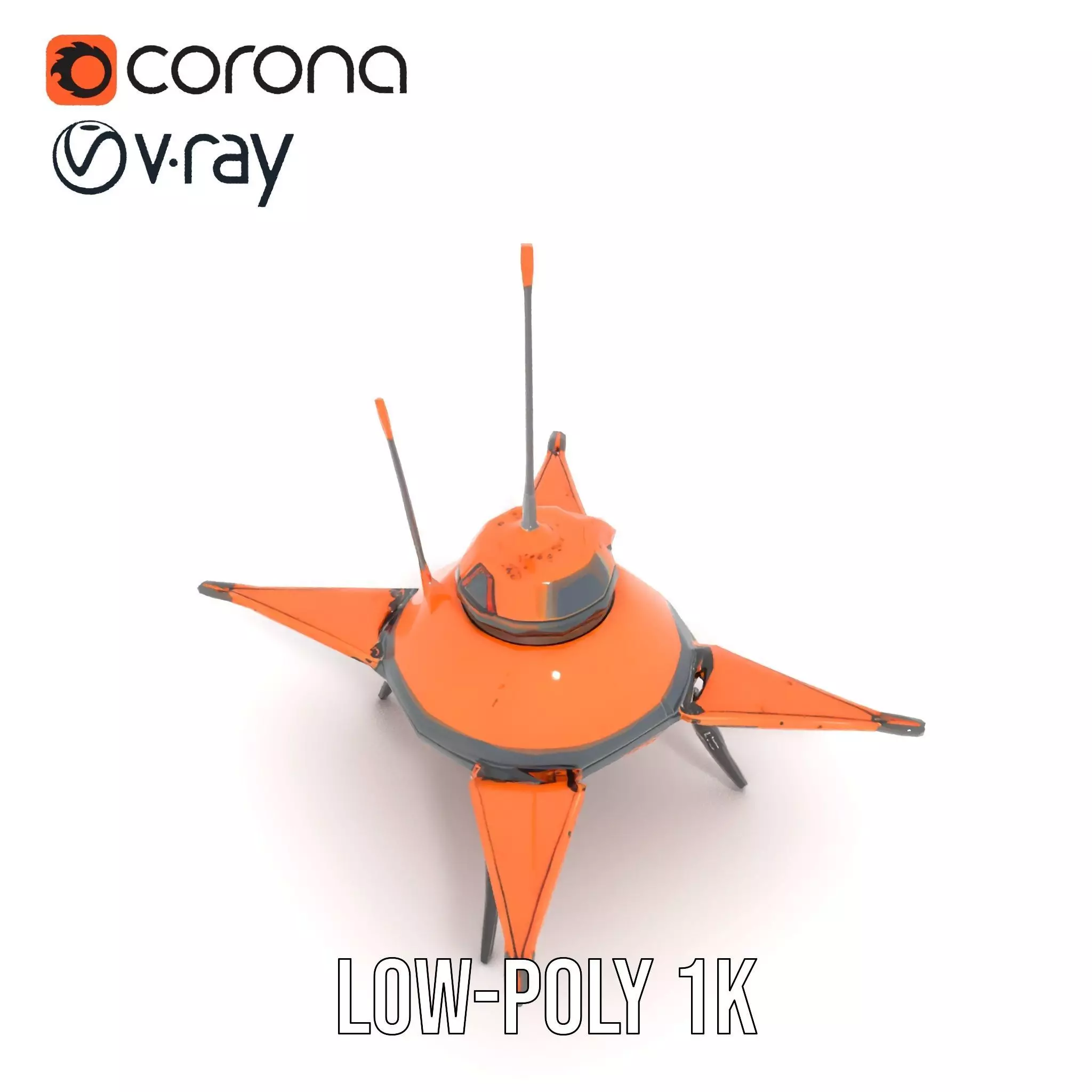 Orange Surveyor Drone model pack Low-poly 3D model_17