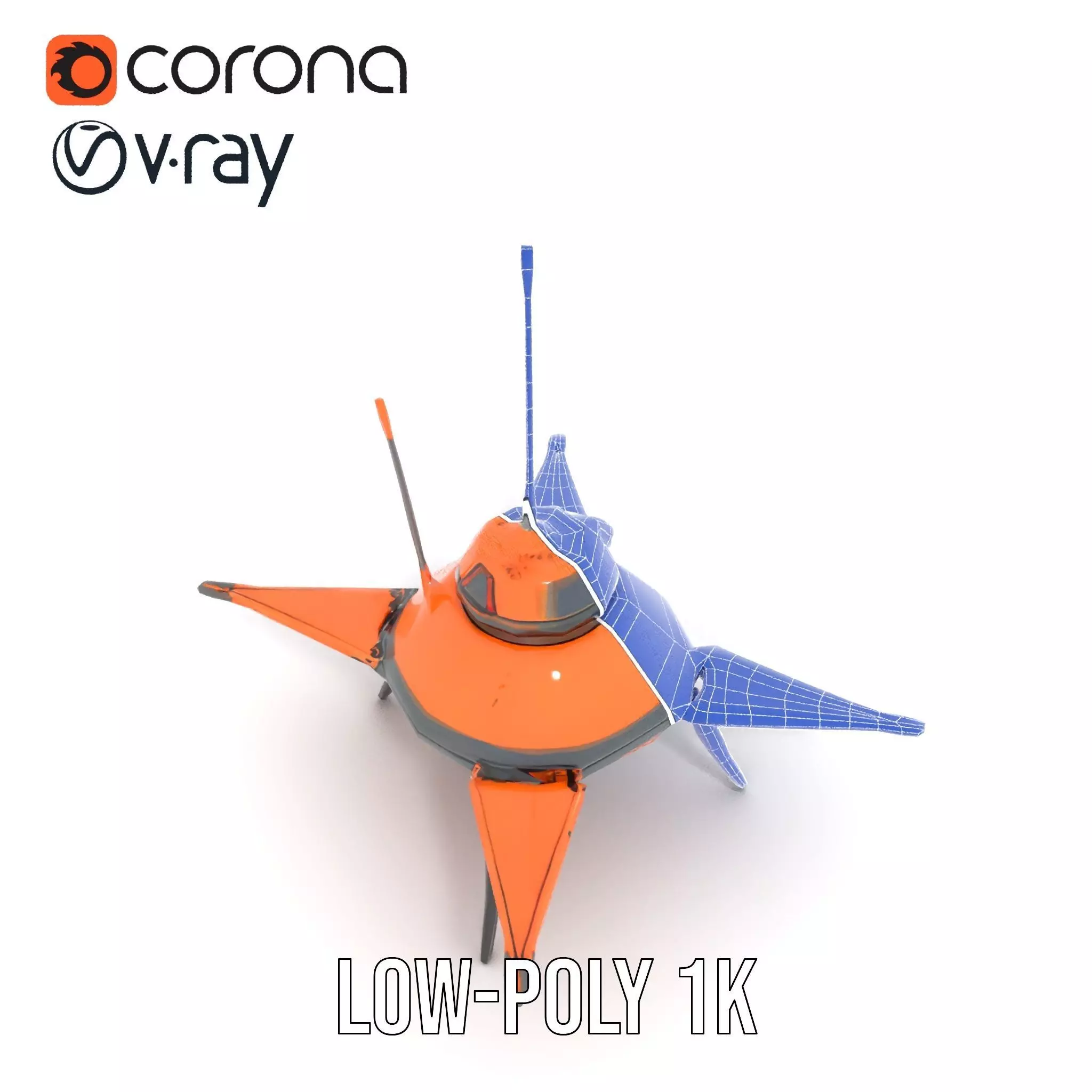 Orange Surveyor Drone model pack Low-poly 3D model_22