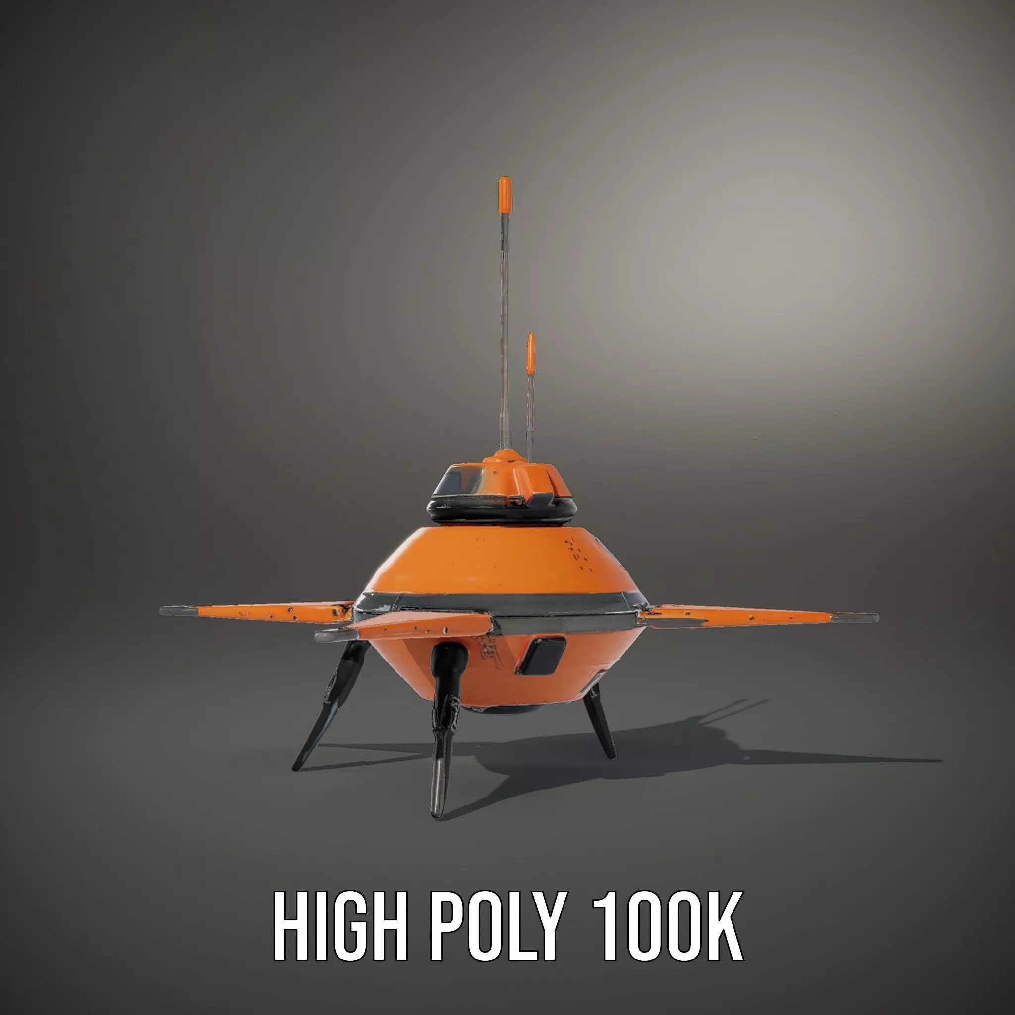 Orange Surveyor Drone model pack Low-poly 3D model_10