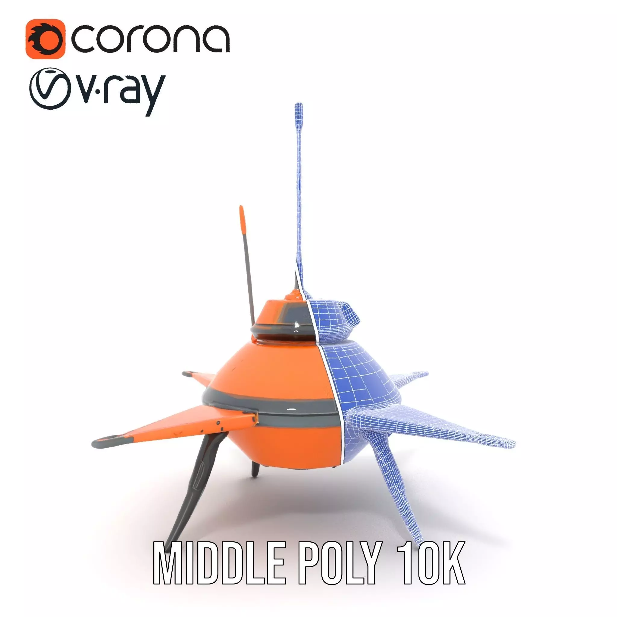 Orange Surveyor Drone model pack Low-poly 3D model_29