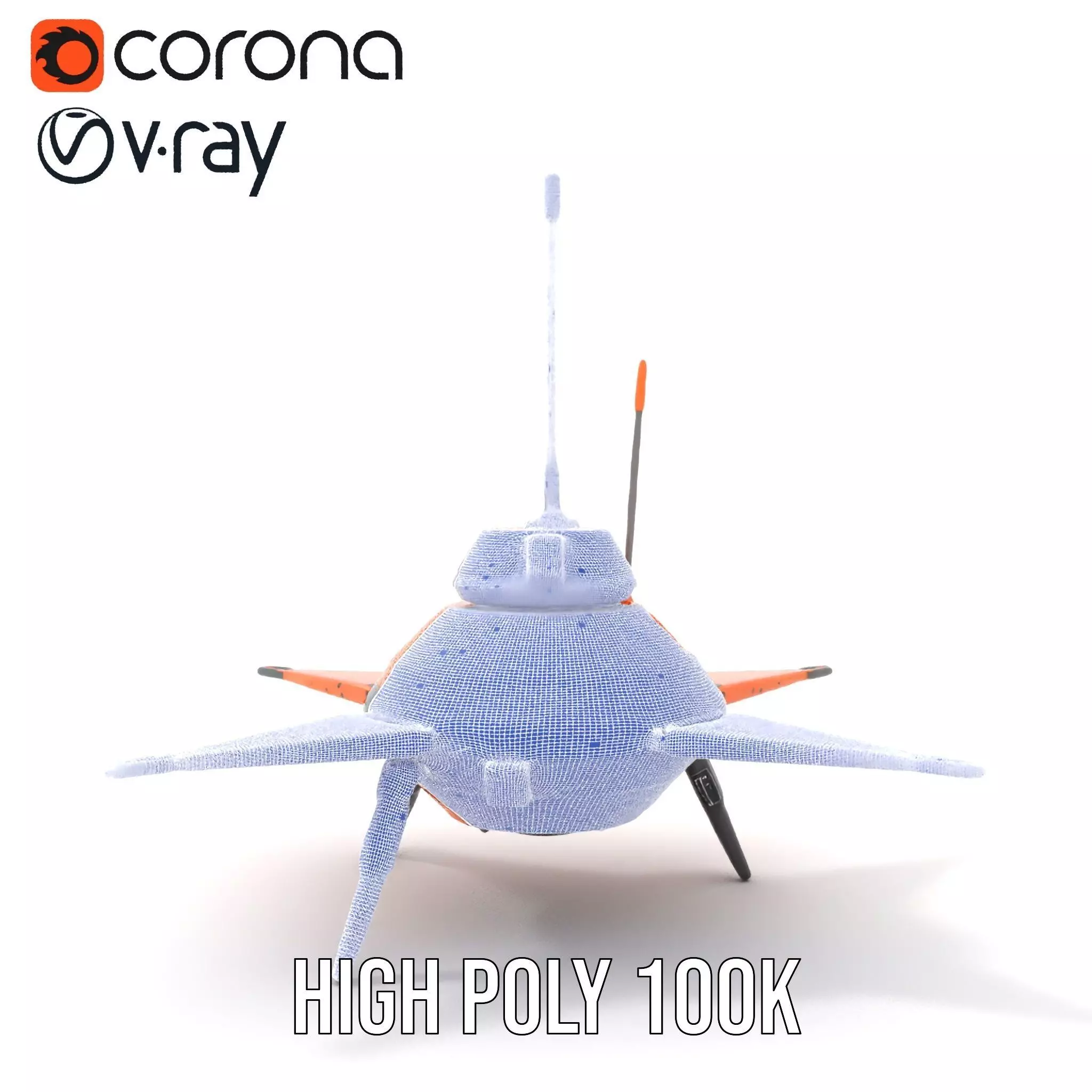 Orange Surveyor Drone model pack Low-poly 3D model_23