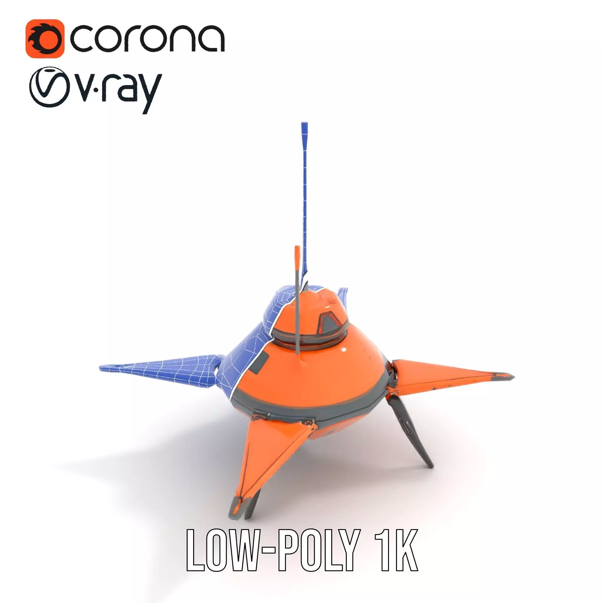 Orange Surveyor Drone model pack Low-poly 3D model_20