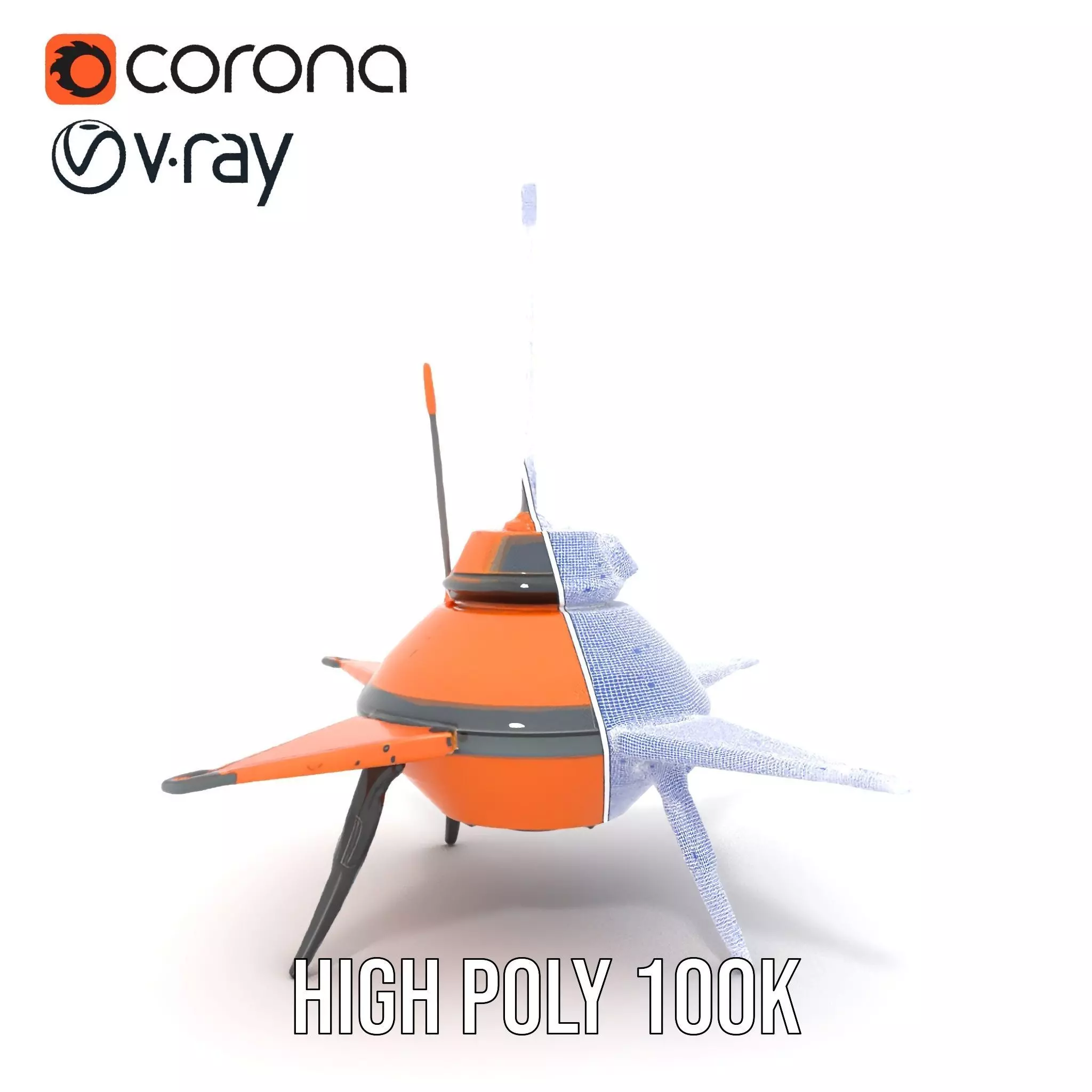 Orange Surveyor Drone model pack Low-poly 3D model_33