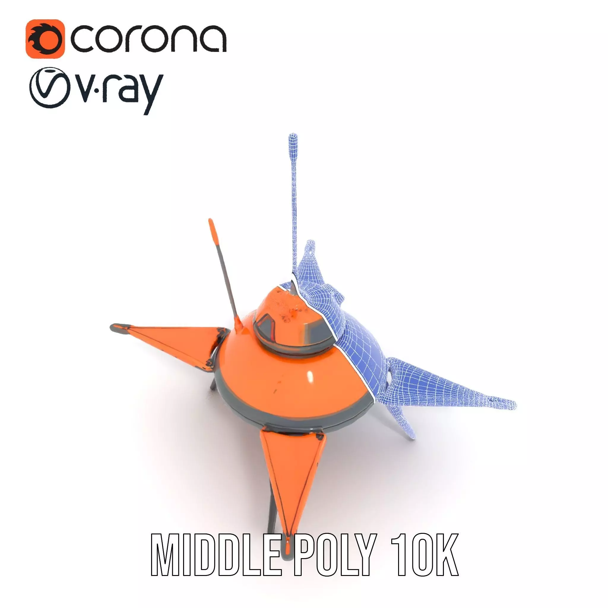 Orange Surveyor Drone model pack Low-poly 3D model_14