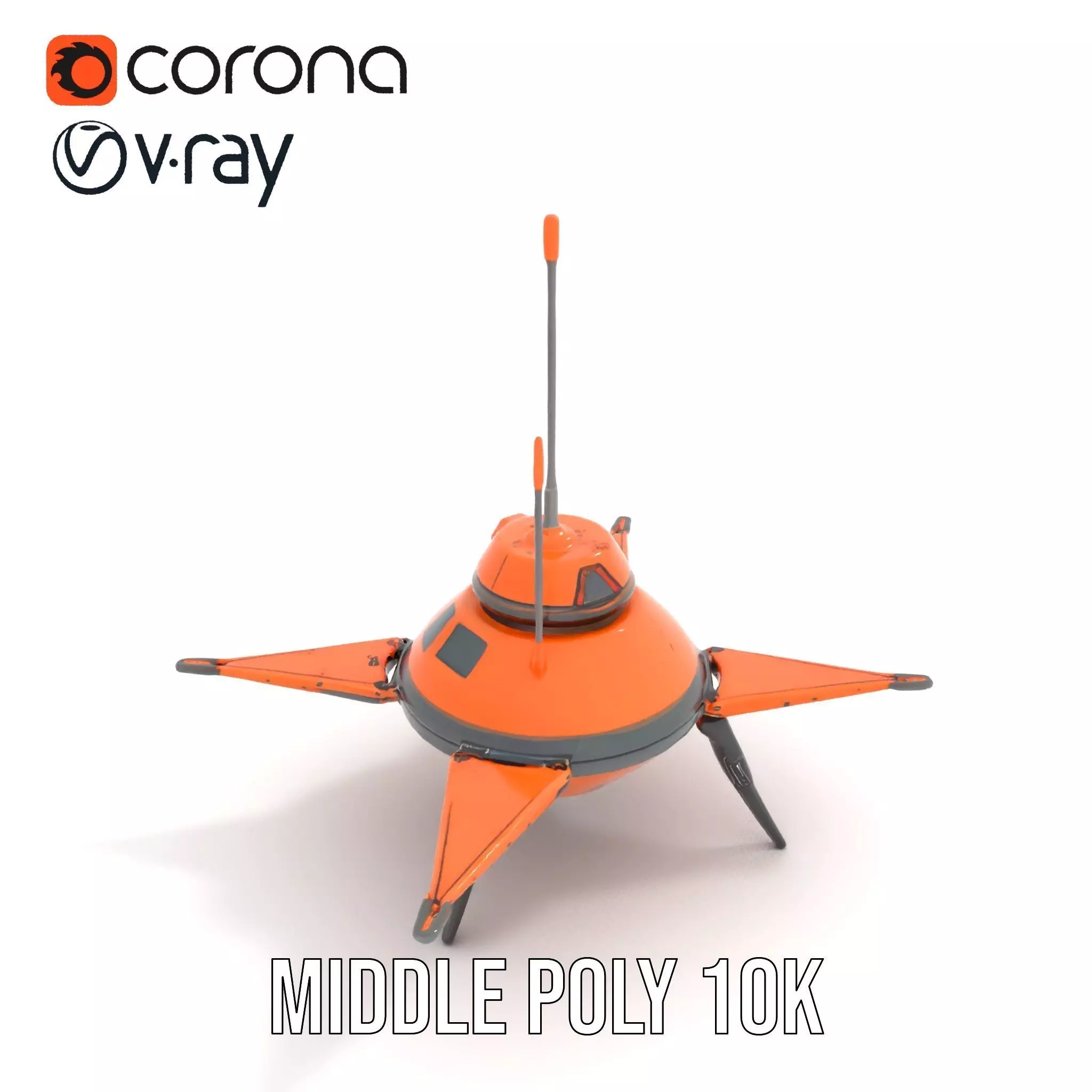 Orange Surveyor Drone model pack Low-poly 3D model_6