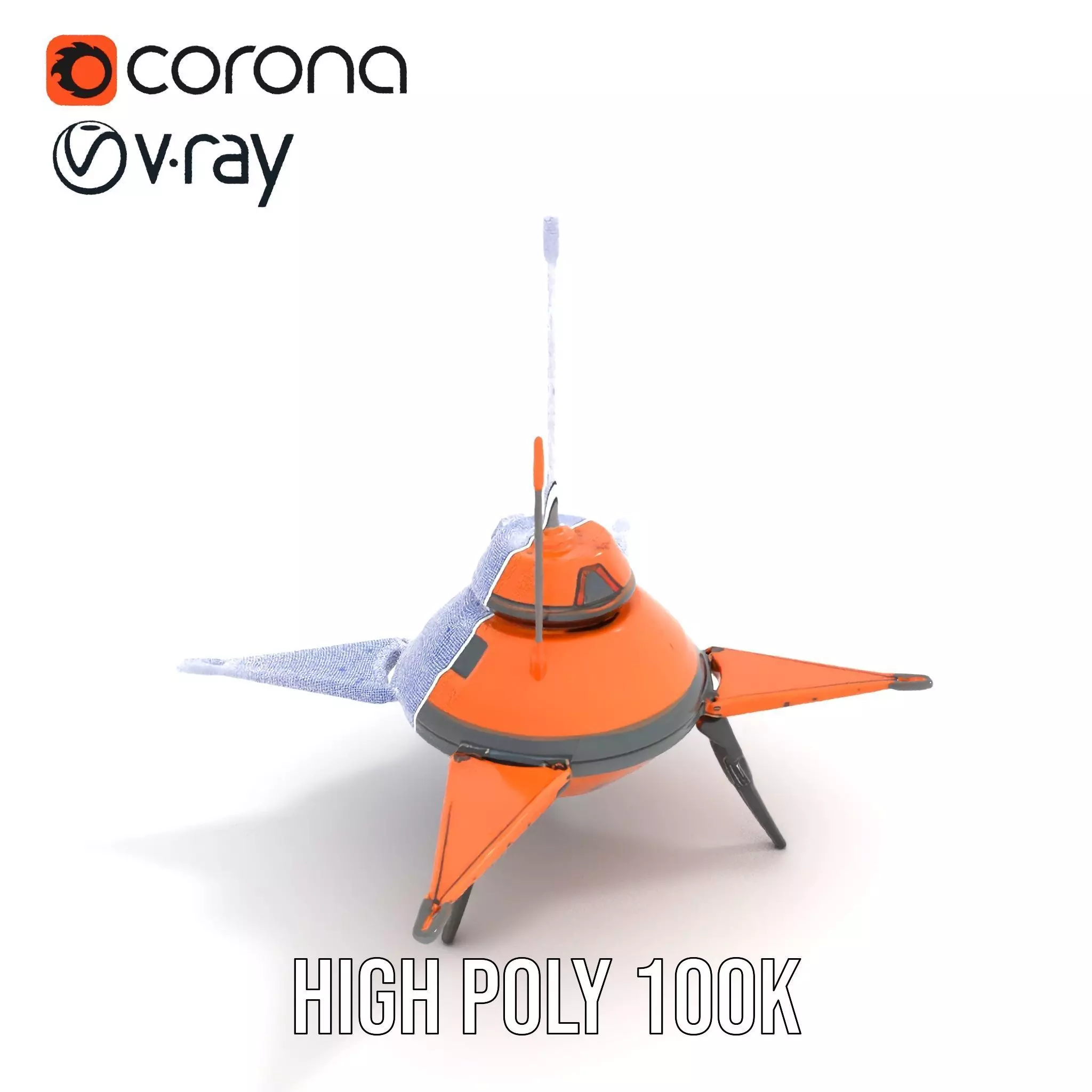 Orange Surveyor Drone model pack Low-poly 3D model_31