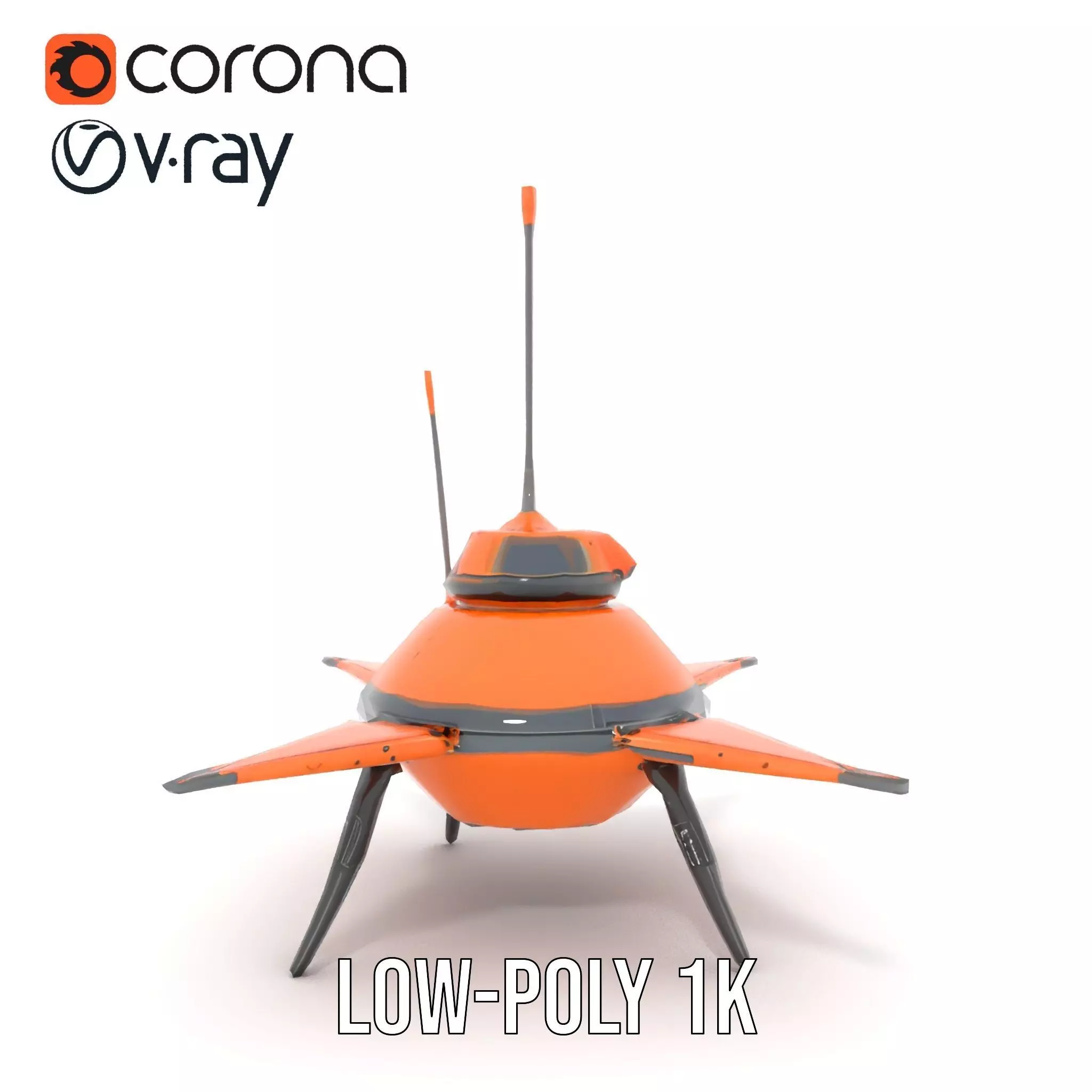 Orange Surveyor Drone model pack Low-poly 3D model_12